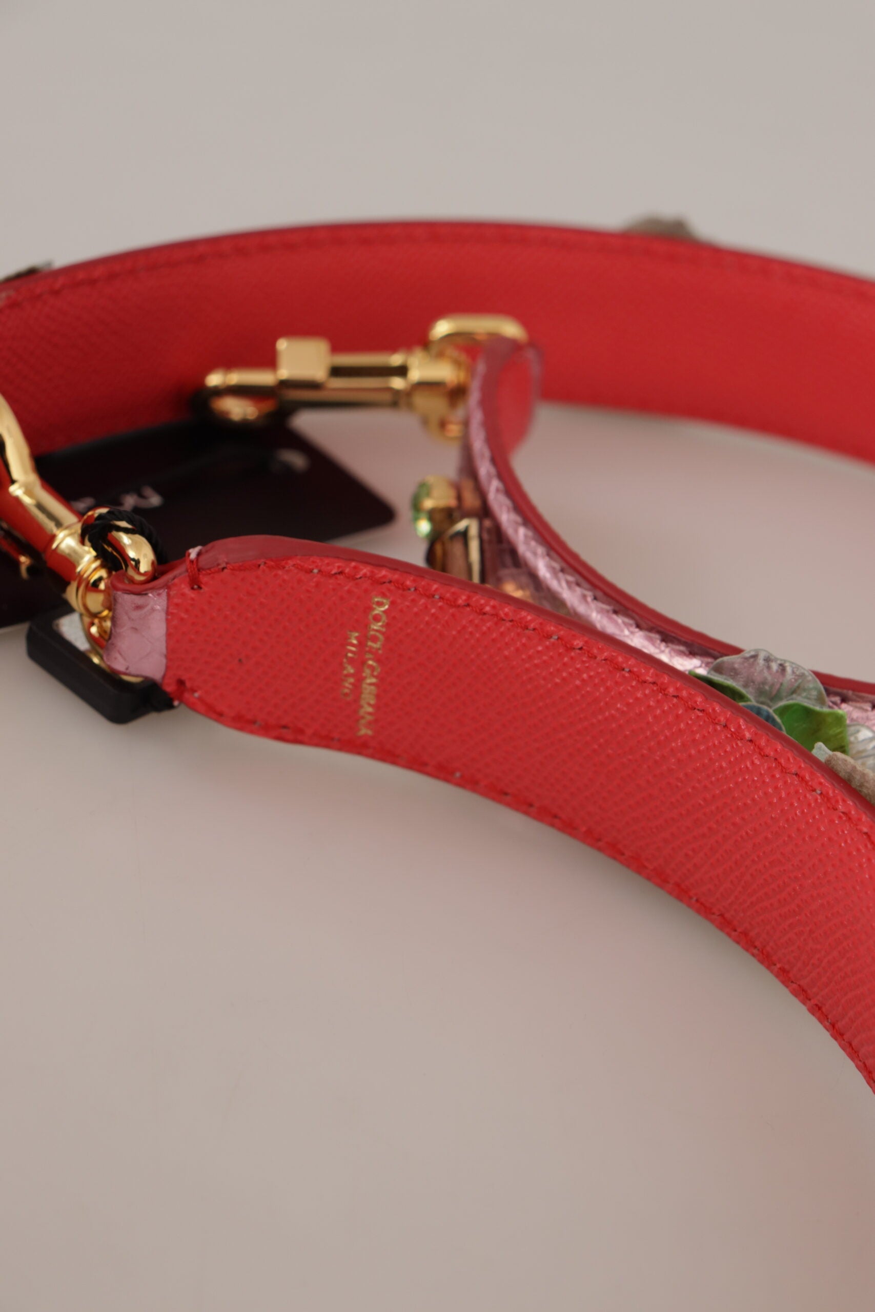 Dolce & Gabbana Metallic Pink Leather Studded Shoulder Strap Dolce & Gabbana