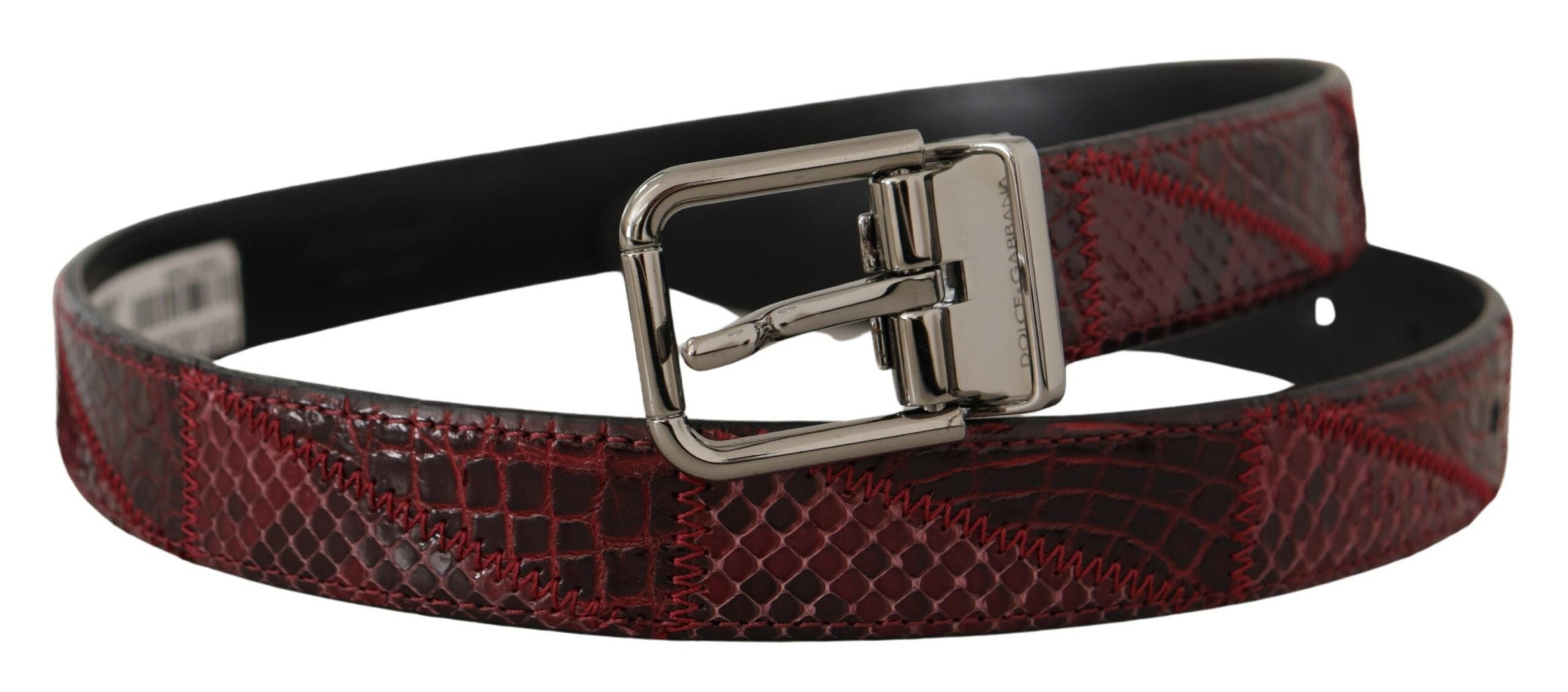 Dolce & Gabbana Red Exotic Leather Metal Logo Buckle Belt Dolce & Gabbana