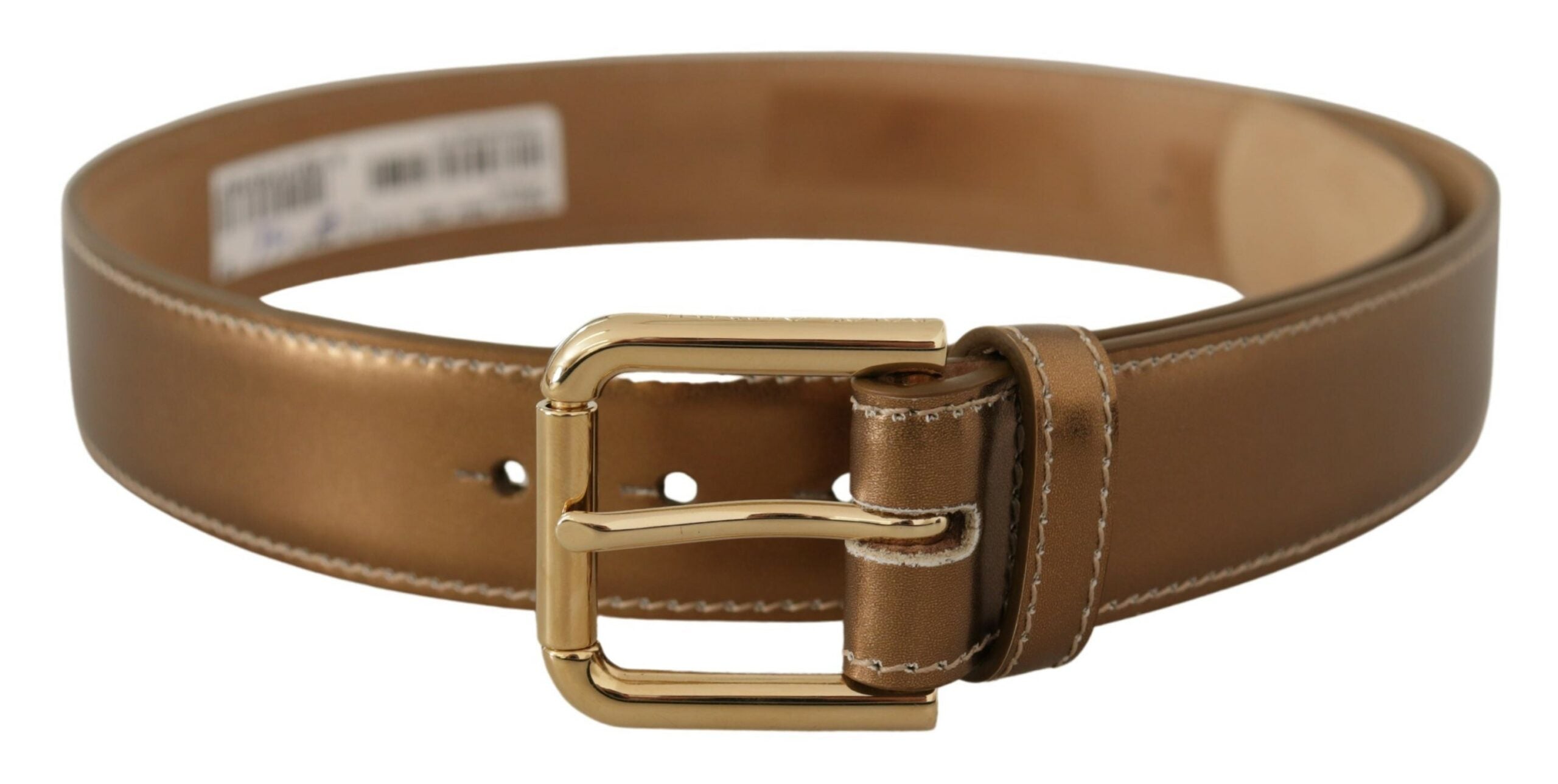 Dolce & Gabbana Bronze Calf Leather Gold Logo Waist Buckle Belt Dolce & Gabbana