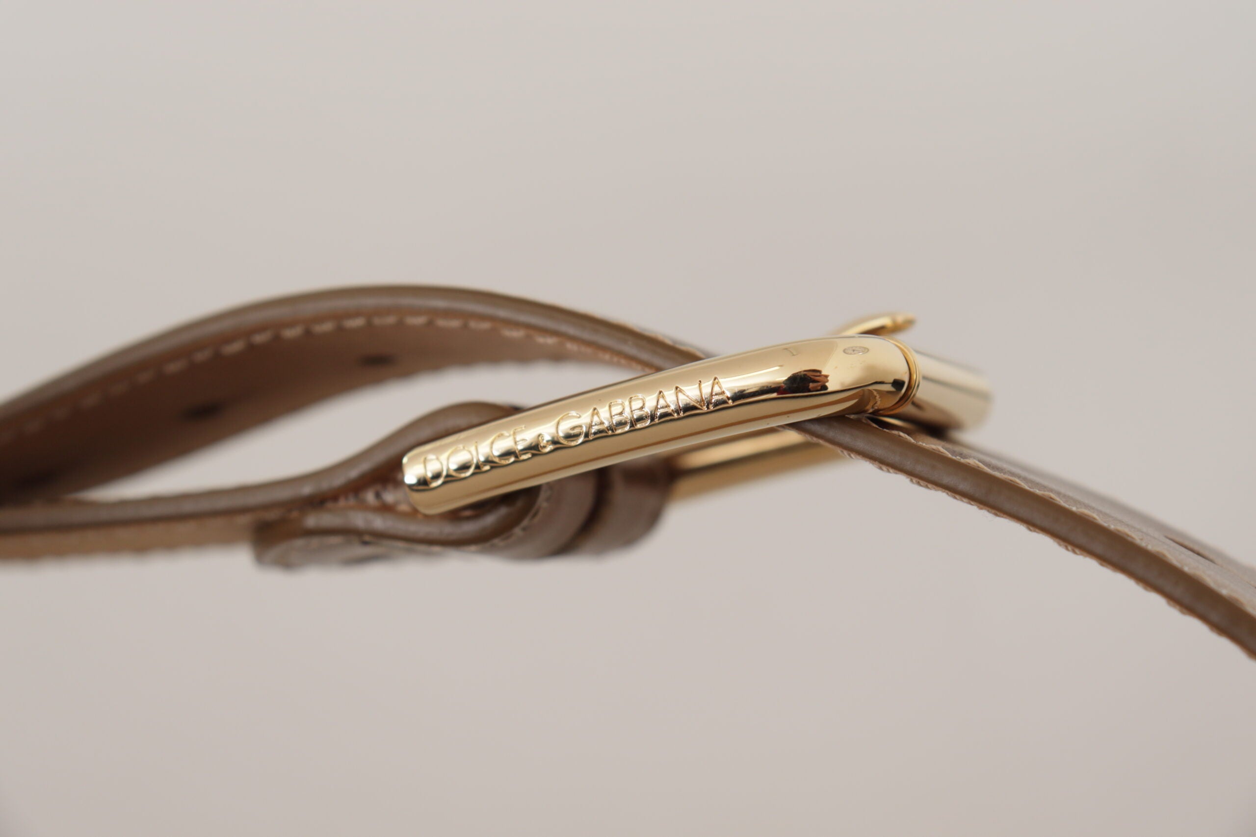 Dolce & Gabbana Bronze Calf Leather Gold Logo Waist Buckle Belt Dolce & Gabbana
