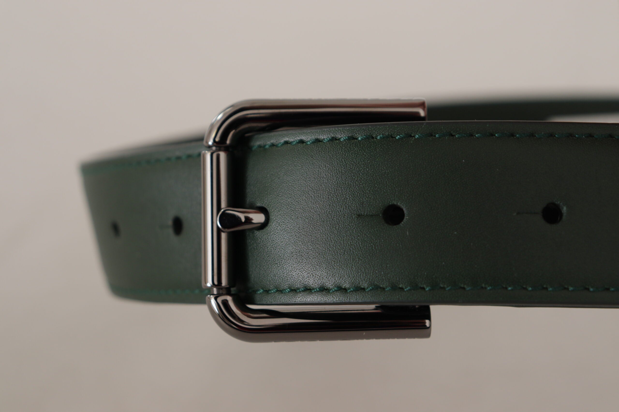 Dolce & Gabbana Army Green Leather Logo Metal Waist Buckle Belt Dolce & Gabbana