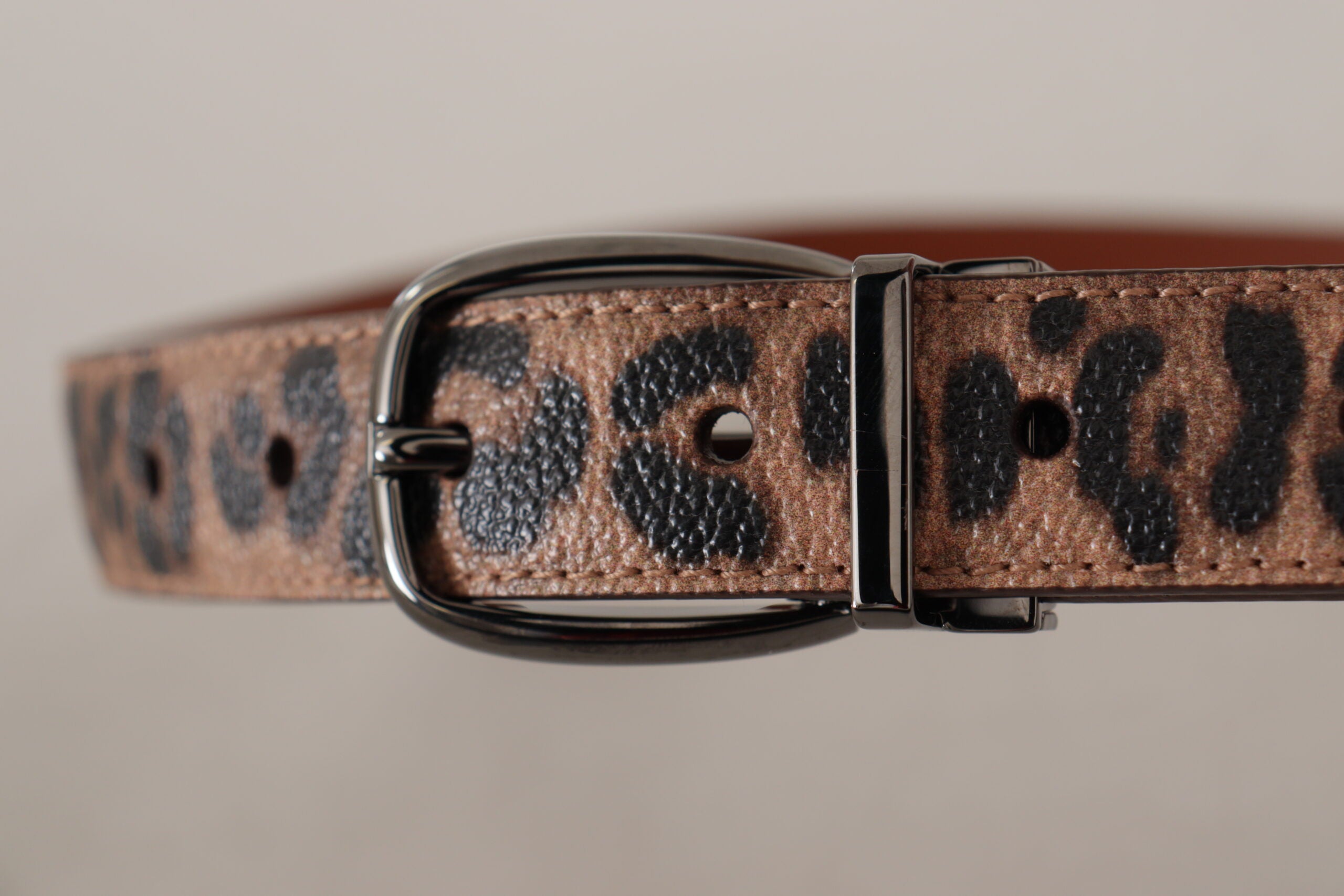 Dolce & Gabbana Brown Leopard Embossed Leather Buckle Belt Dolce & Gabbana