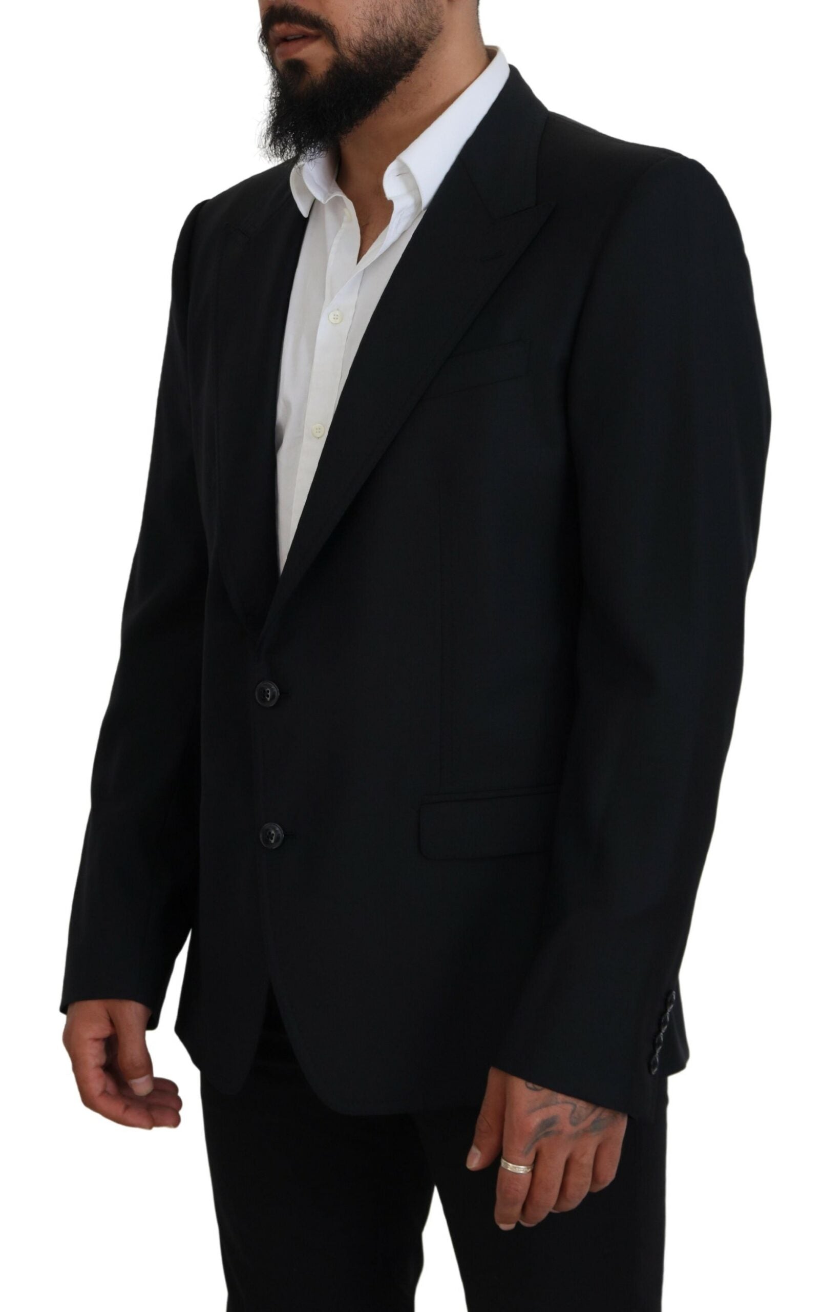 Dolce & Gabbana Dark Blue Wool Formal Sicilia Blazer Dolce & Gabbana
