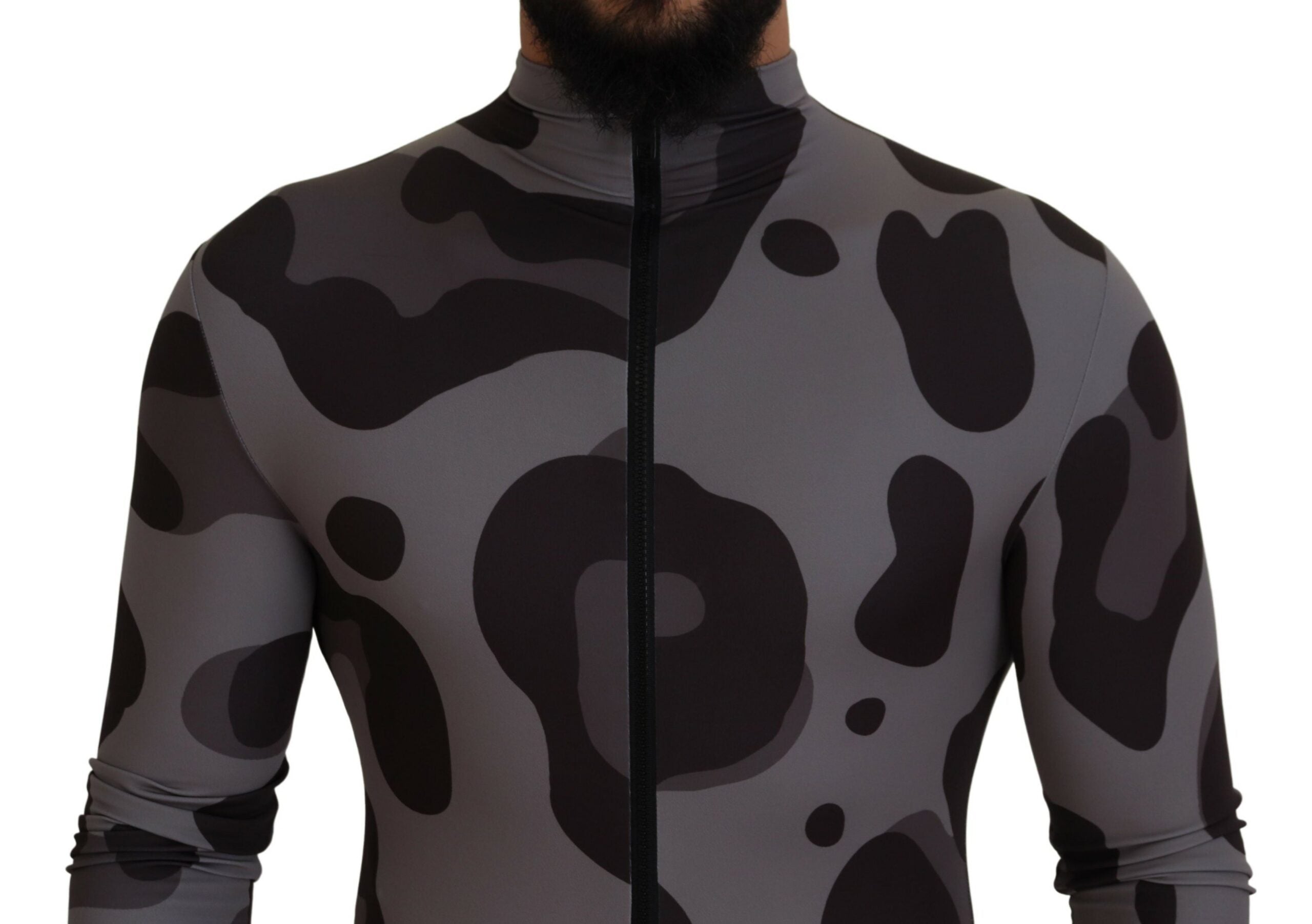Dolce & Gabbana Gray Patterned Polyester Wetsuit Swimwear Dolce & Gabbana