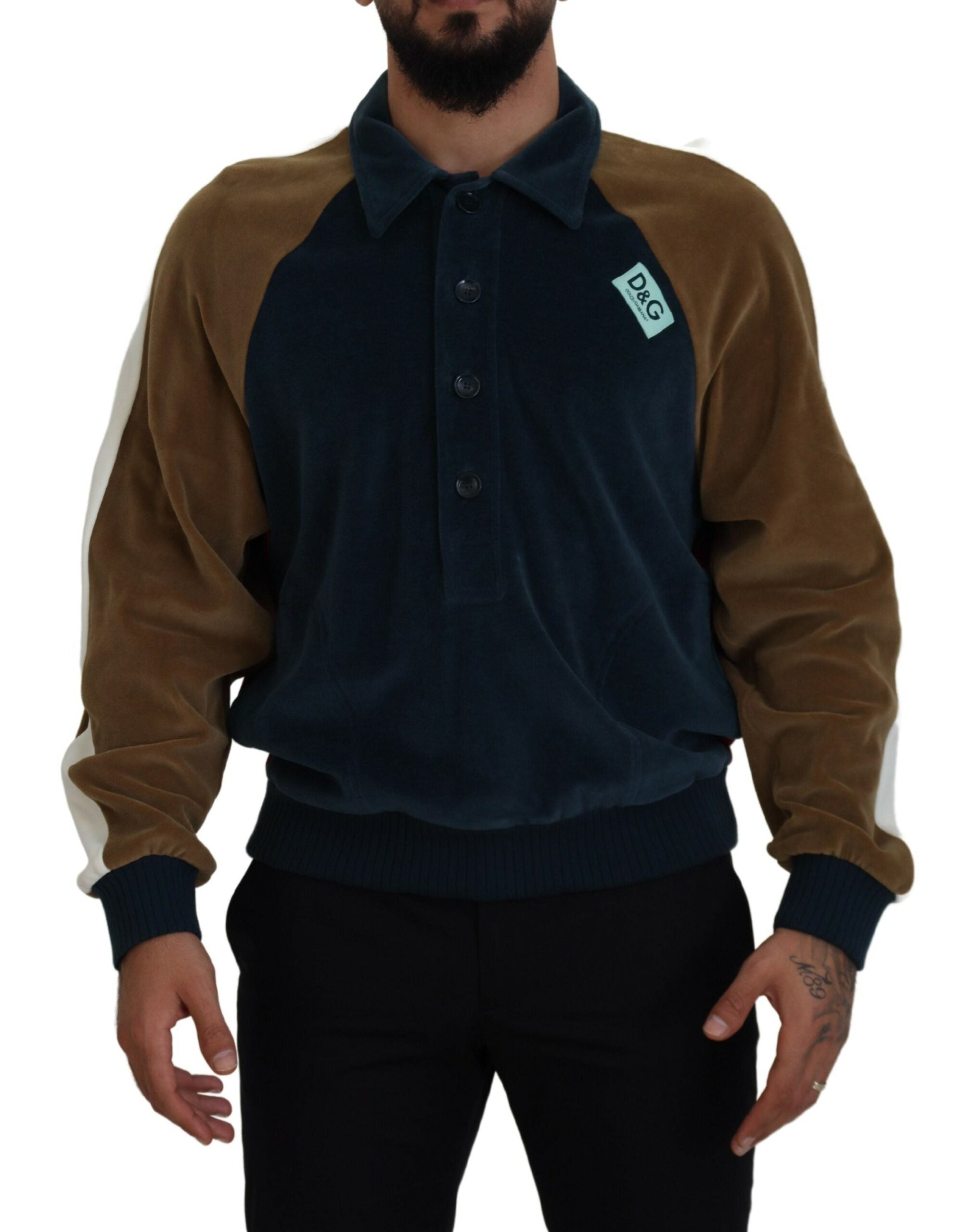 Dolce & Gabbana Multicolor Cotton Collared Pullover Sweater Dolce & Gabbana