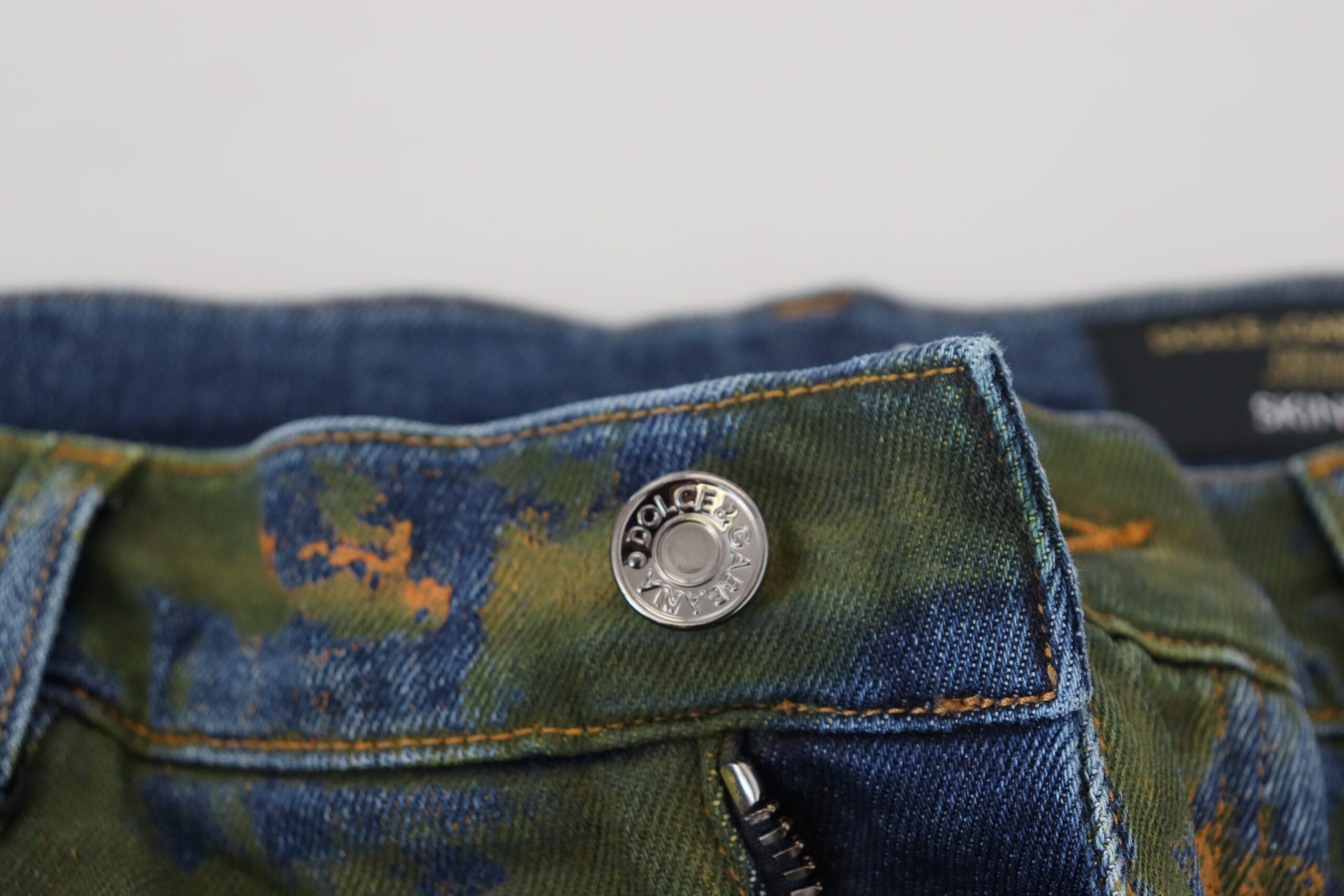 Dolce & Gabbana Blue Green Skinny Cotton Denim Jeans Dolce & Gabbana