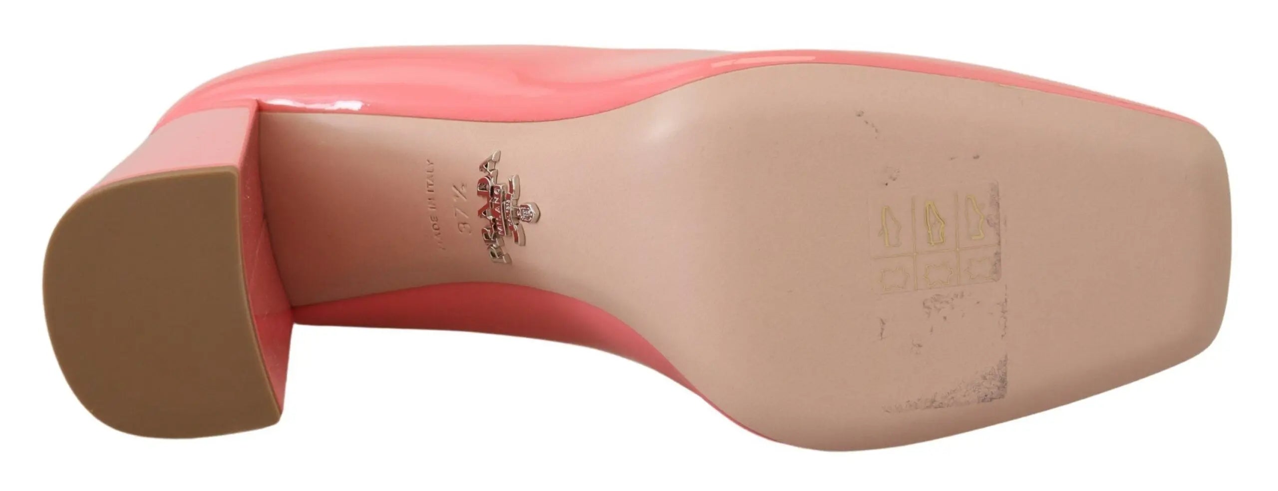 Prada Pink Patent Leather Block Heels Pumps Classic Prada