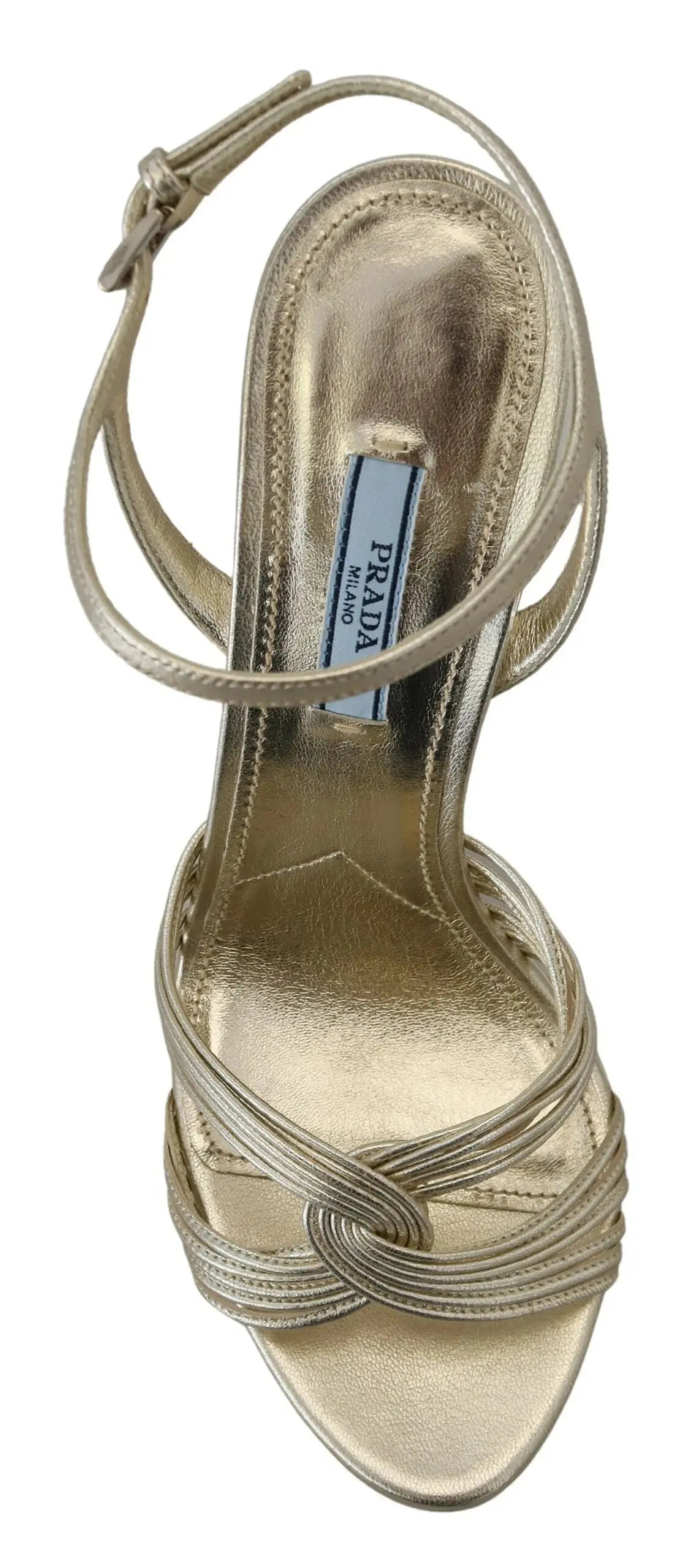 Prada Gold Leather Sandals Ankle Strap Heels Stiletto Sandal Prada