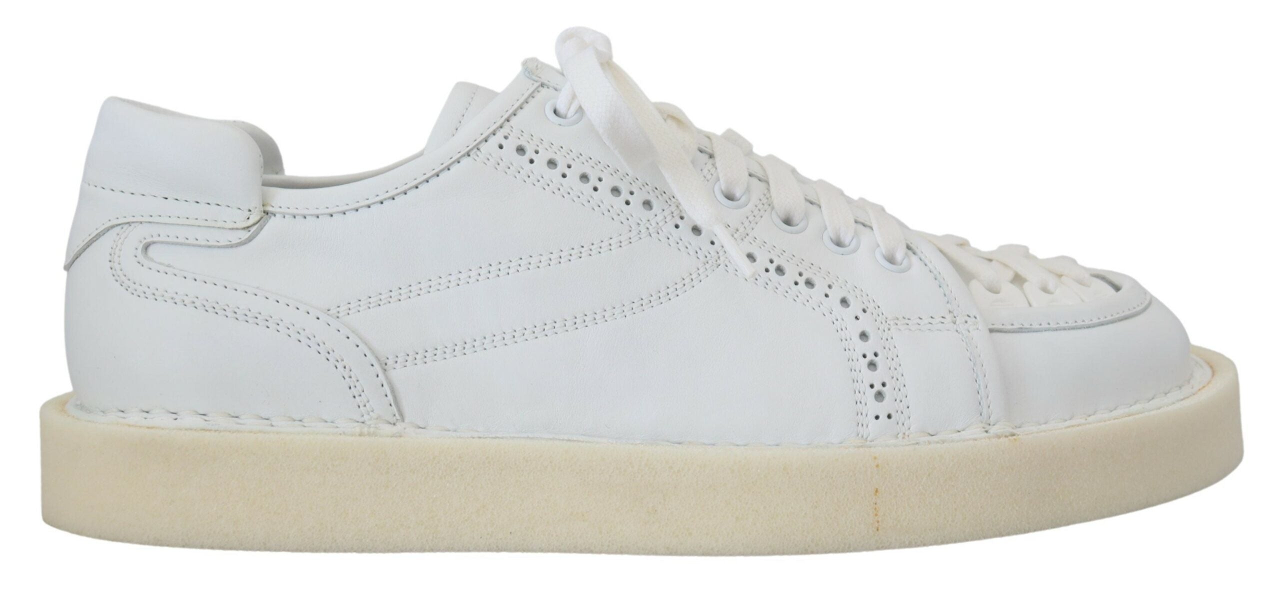 Dolce & Gabbana White Leather Low Top Oxford Sneakers Casual Shoes Dolce & Gabbana
