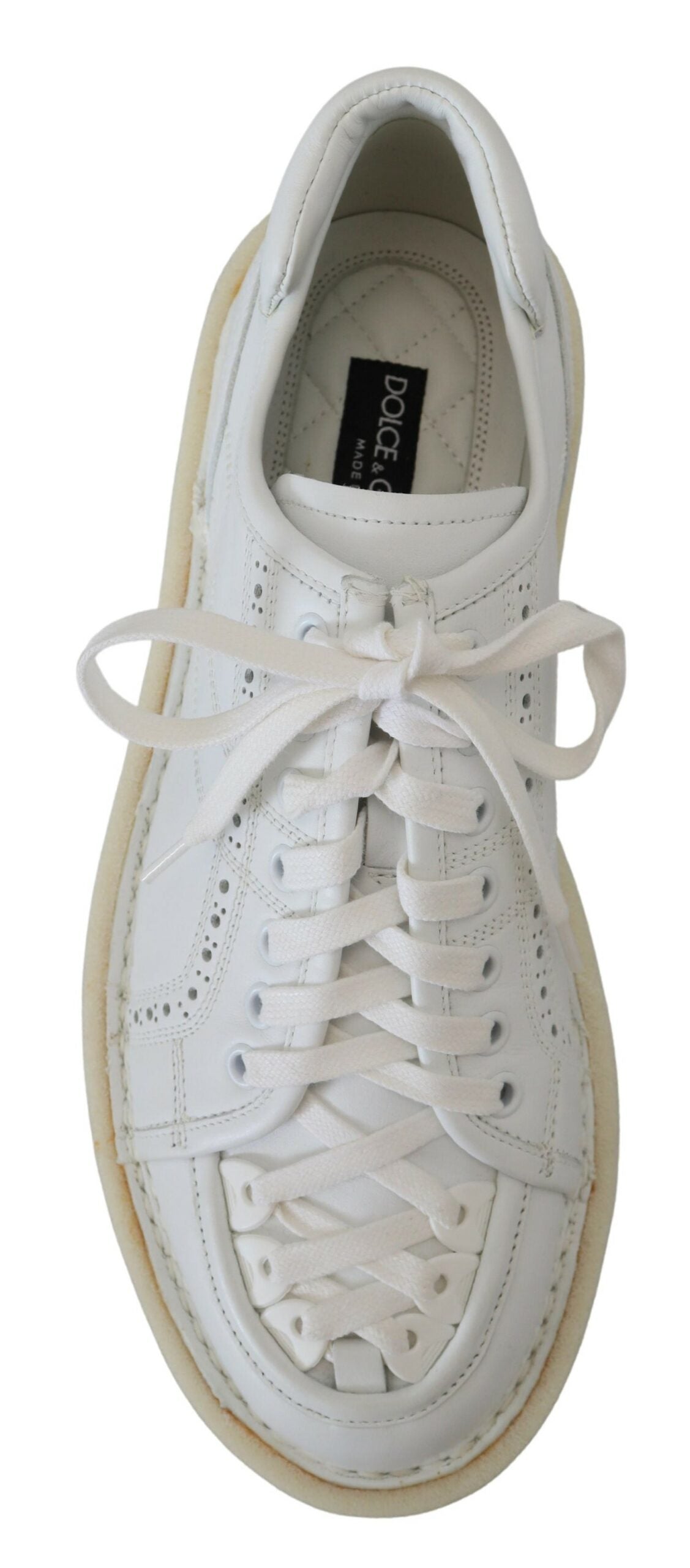 Dolce & Gabbana White Leather Low Top Oxford Sneakers Casual Shoes Dolce & Gabbana