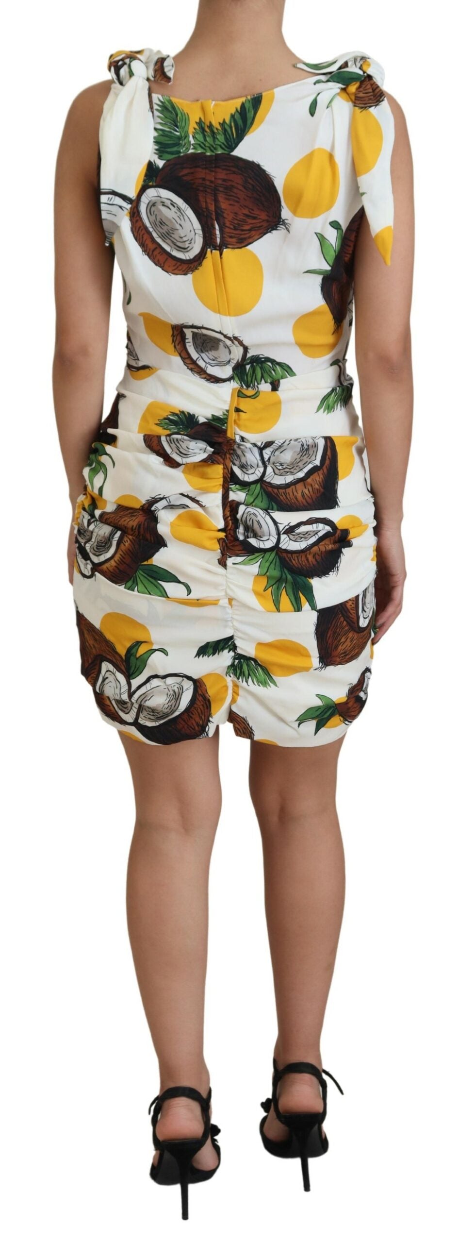 Dolce & Gabbana White Coconut Print Sheath Mini Silk Dress Dolce & Gabbana
