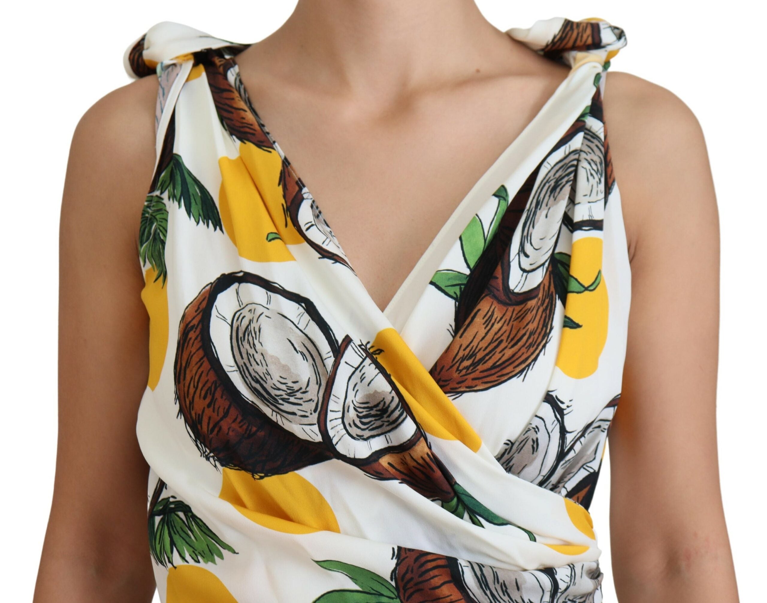 Dolce & Gabbana White Coconut Print Sheath Mini Silk Dress Dolce & Gabbana