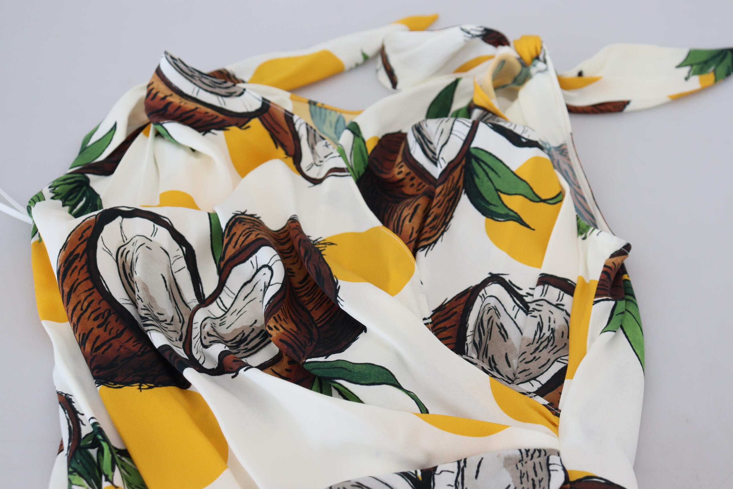 Dolce & Gabbana White Coconut Print Sheath Mini Silk Dress Dolce & Gabbana