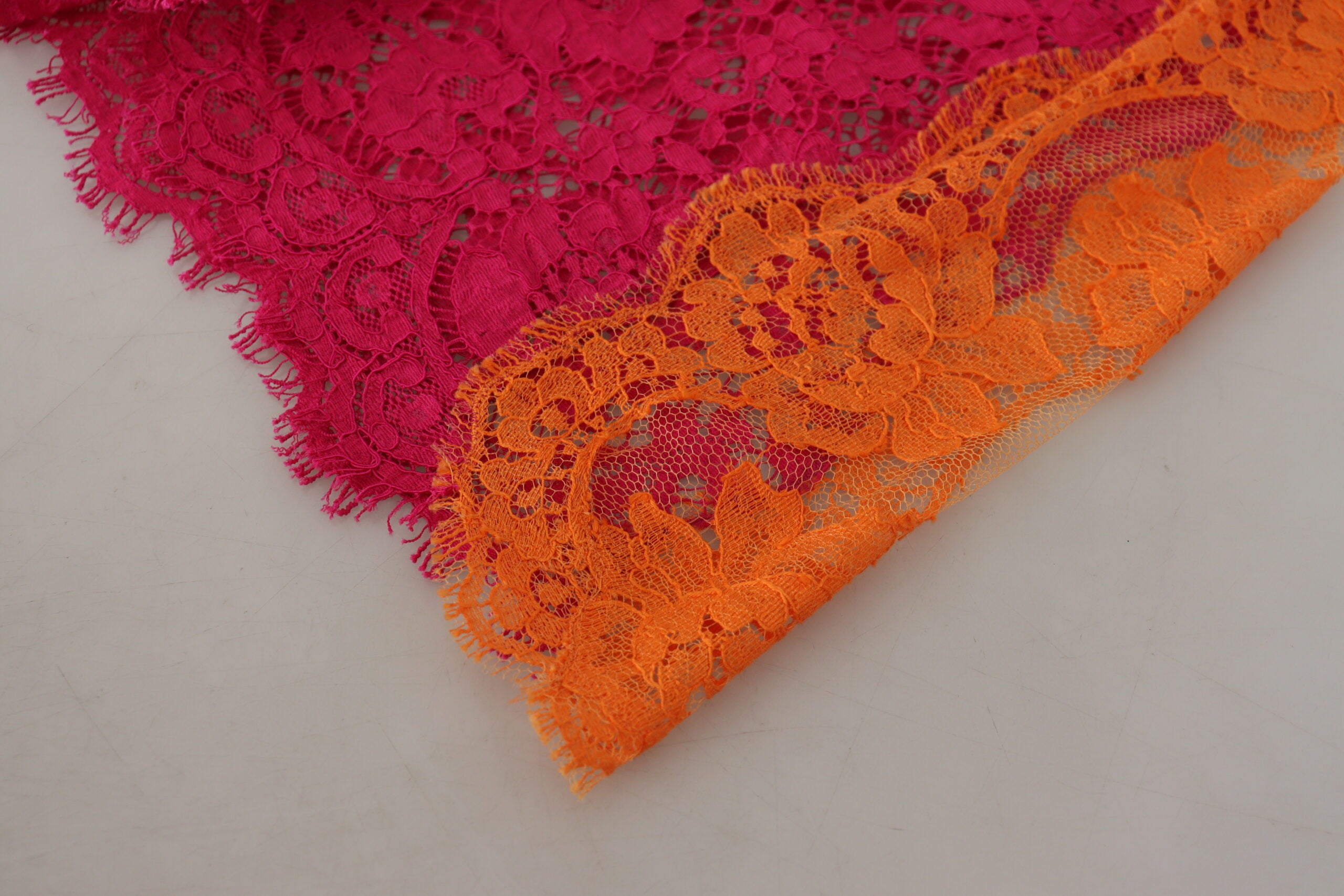 Dolce & Gabbana Pink Orange Lace Cotton High Waist Shorts Dolce & Gabbana