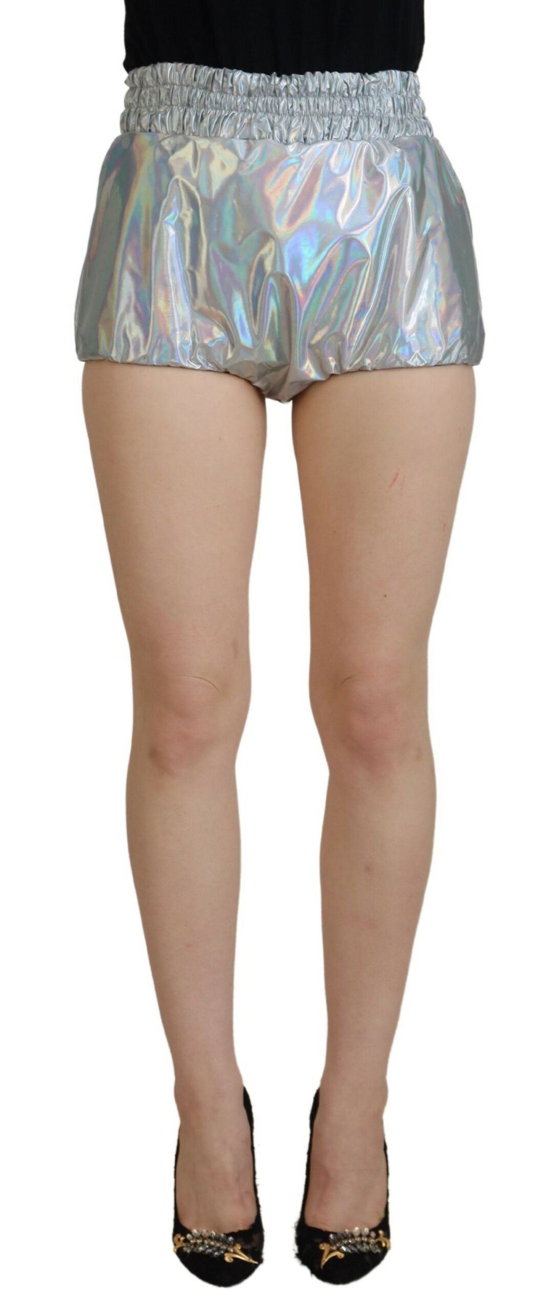 Dolce & Gabbana Silver Holographic High Waist Hot Pants Shorts Dolce & Gabbana