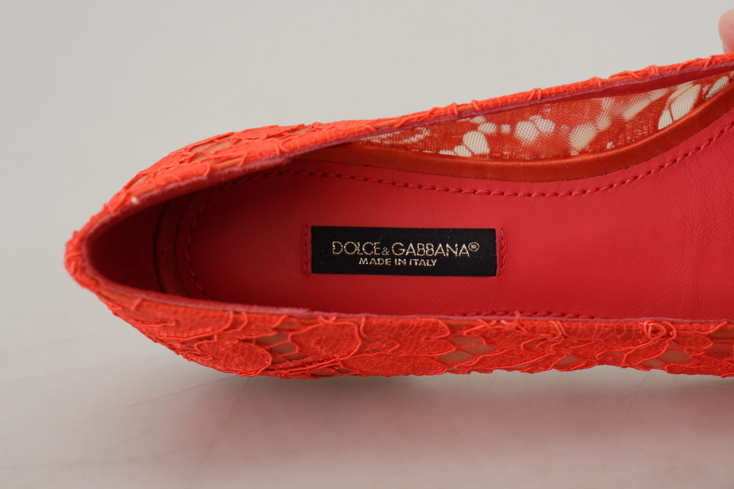 Dolce & Gabbana Red Taormina Lace Crystals Ballet Flats Shoes Dolce & Gabbana