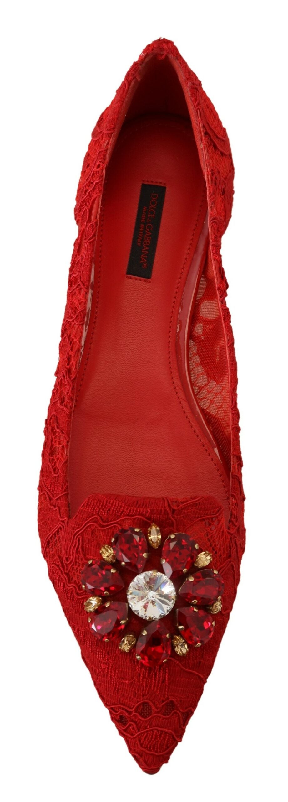 Dolce & Gabbana Red Taormina Crystals Loafers Flats Shoes Dolce & Gabbana