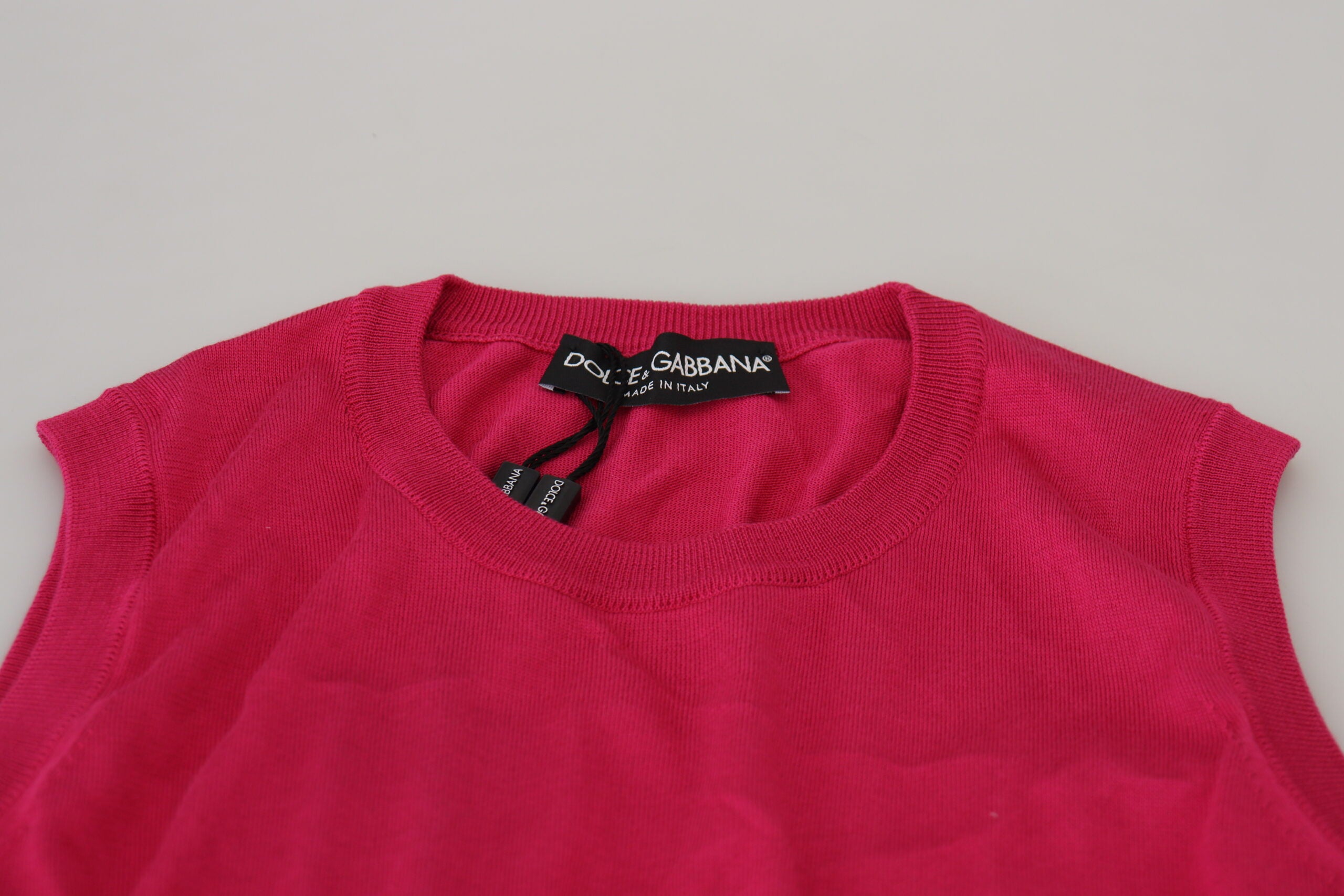Dolce & Gabbana Pink Silk Vest Pullover Crewneck Tank Top Dolce & Gabbana