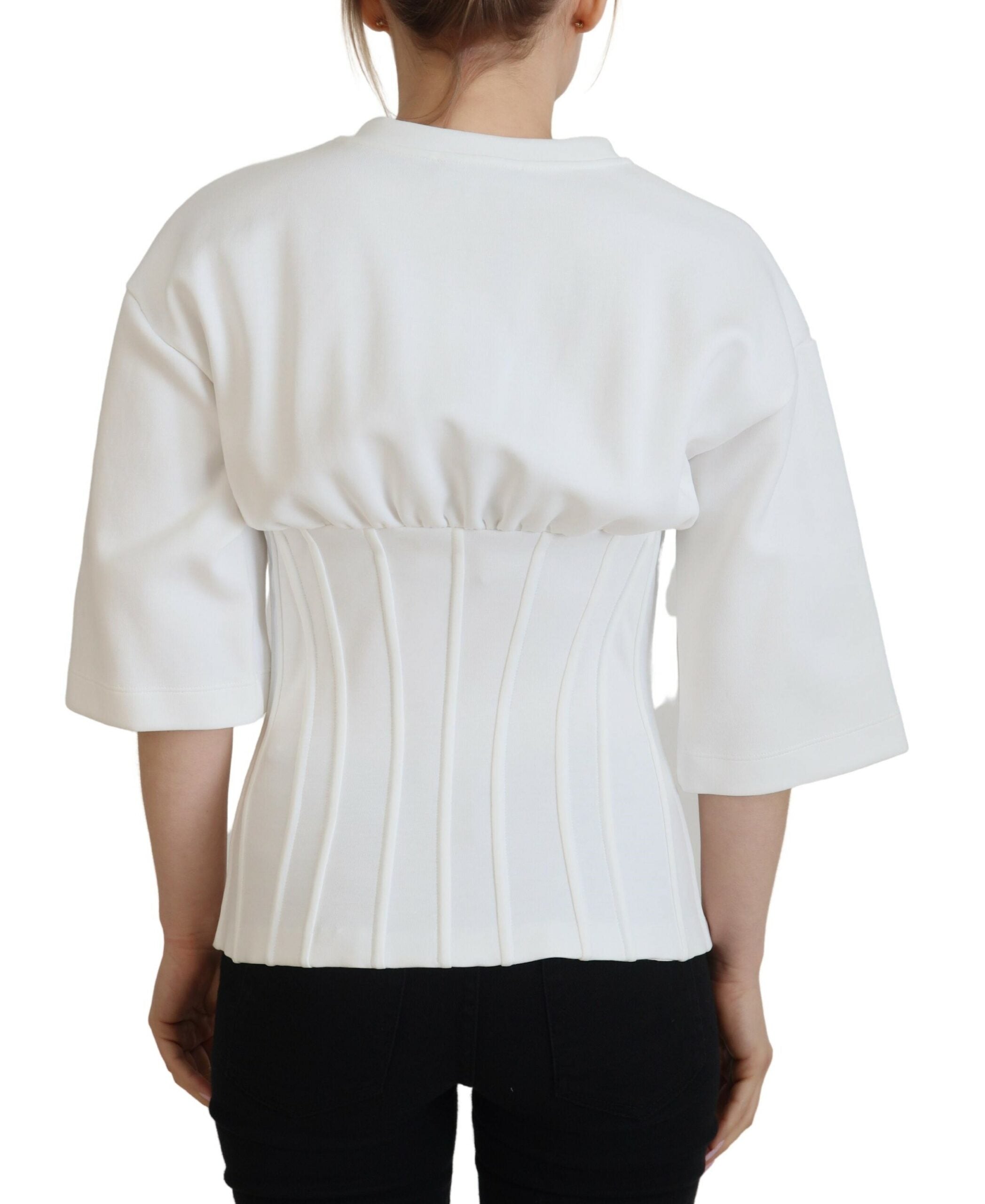 Dolce & Gabbana White Corset Stretch Cotton Top T-shirt Dolce & Gabbana