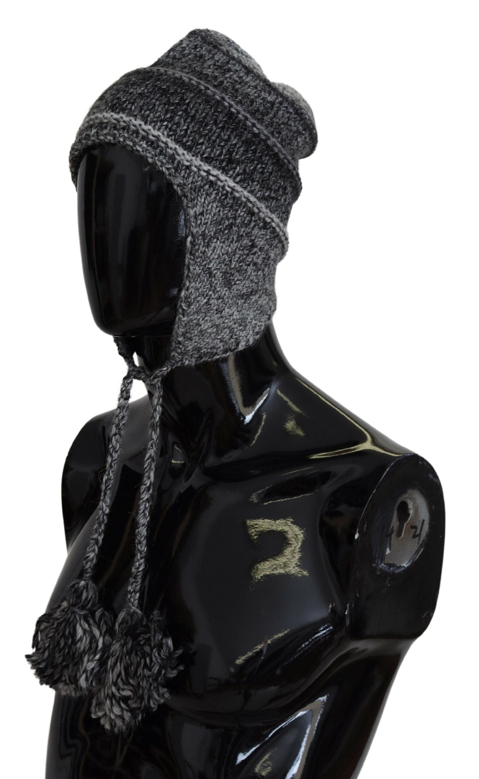 Dolce & Gabbana Gray Warm Fleece Ear Flaps Knit Beanie Hat Dolce & Gabbana