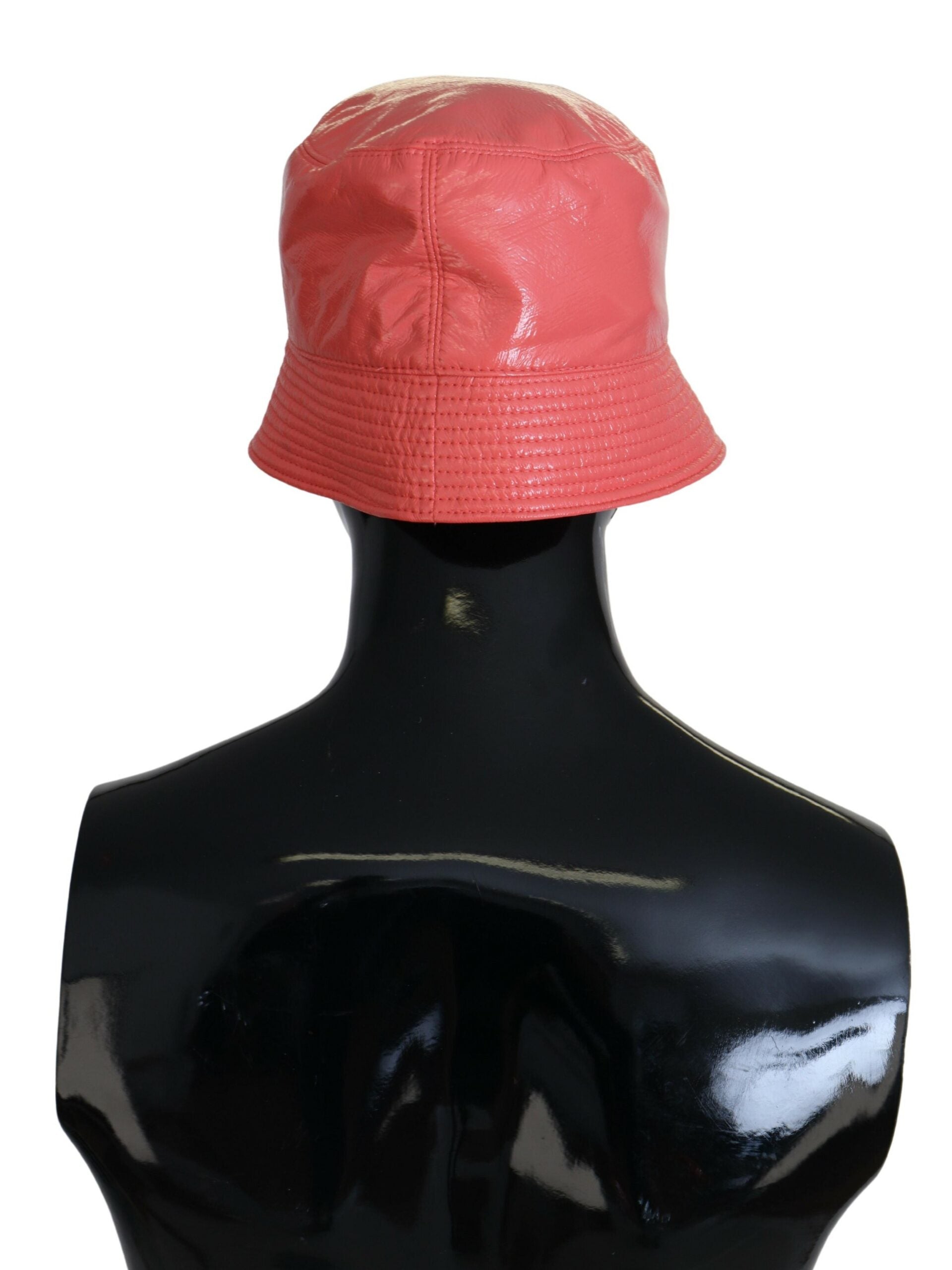 Dolce & Gabbana Peach Quilted Faux Leather Women Bucket Cap Hat Dolce & Gabbana