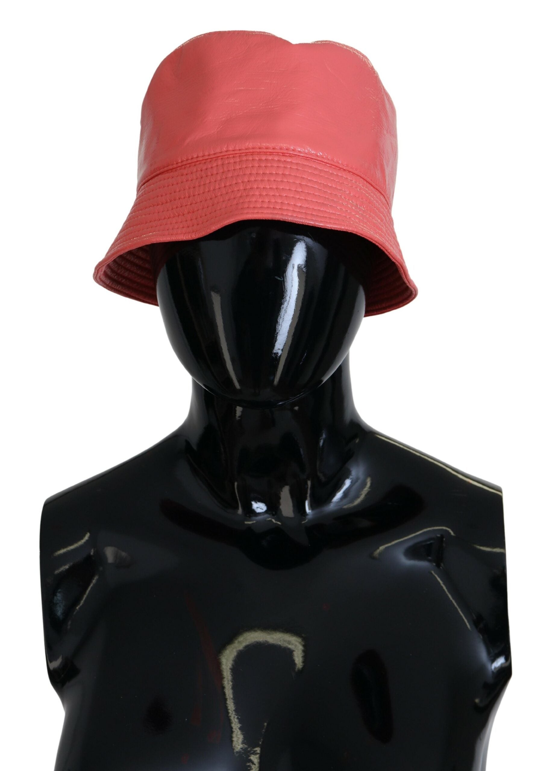 Dolce & Gabbana Peach Quilted Faux Leather Women Bucket Cap Hat Dolce & Gabbana