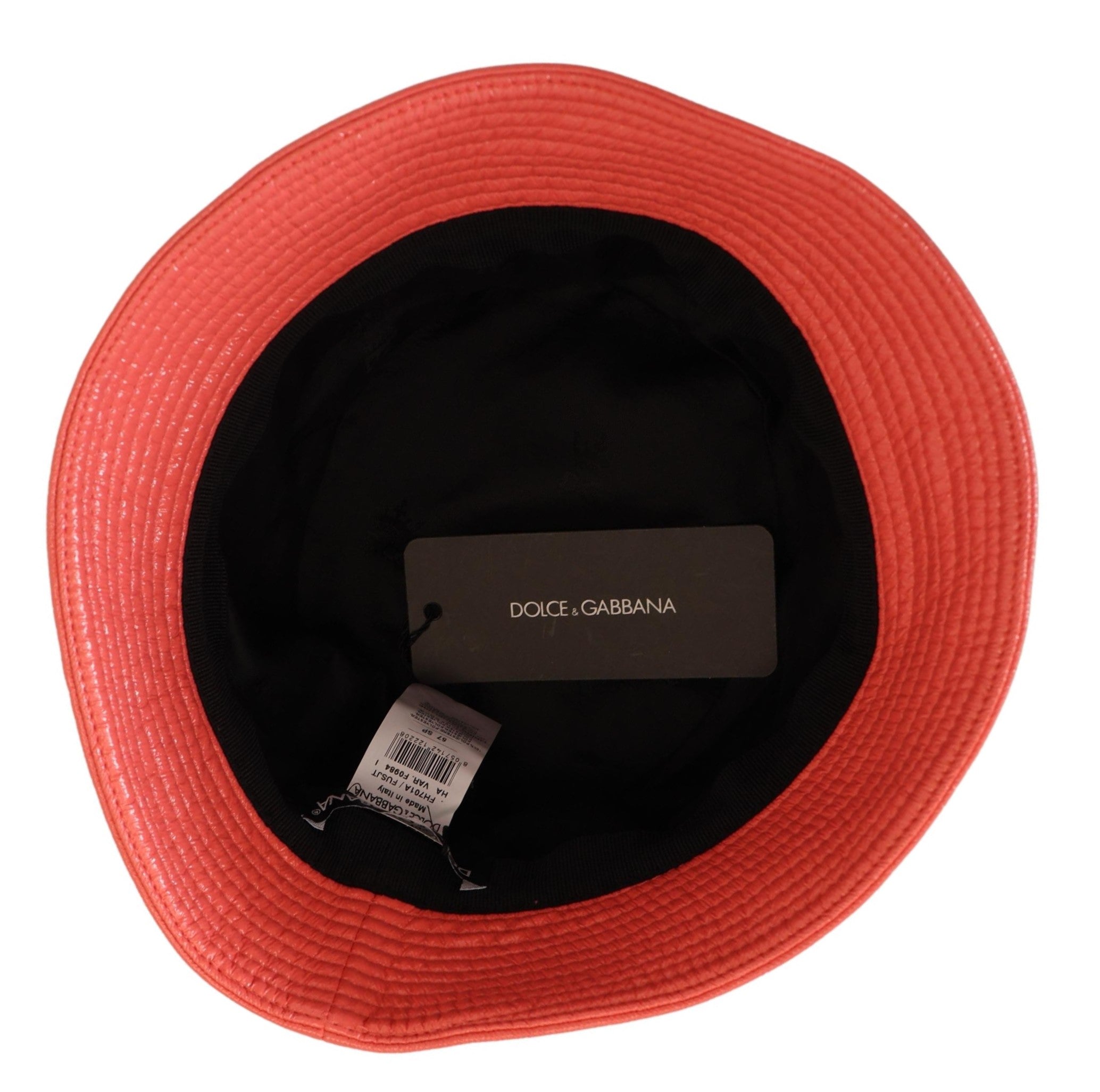 Dolce & Gabbana Peach Quilted Faux Leather Women Bucket Cap Hat Dolce & Gabbana