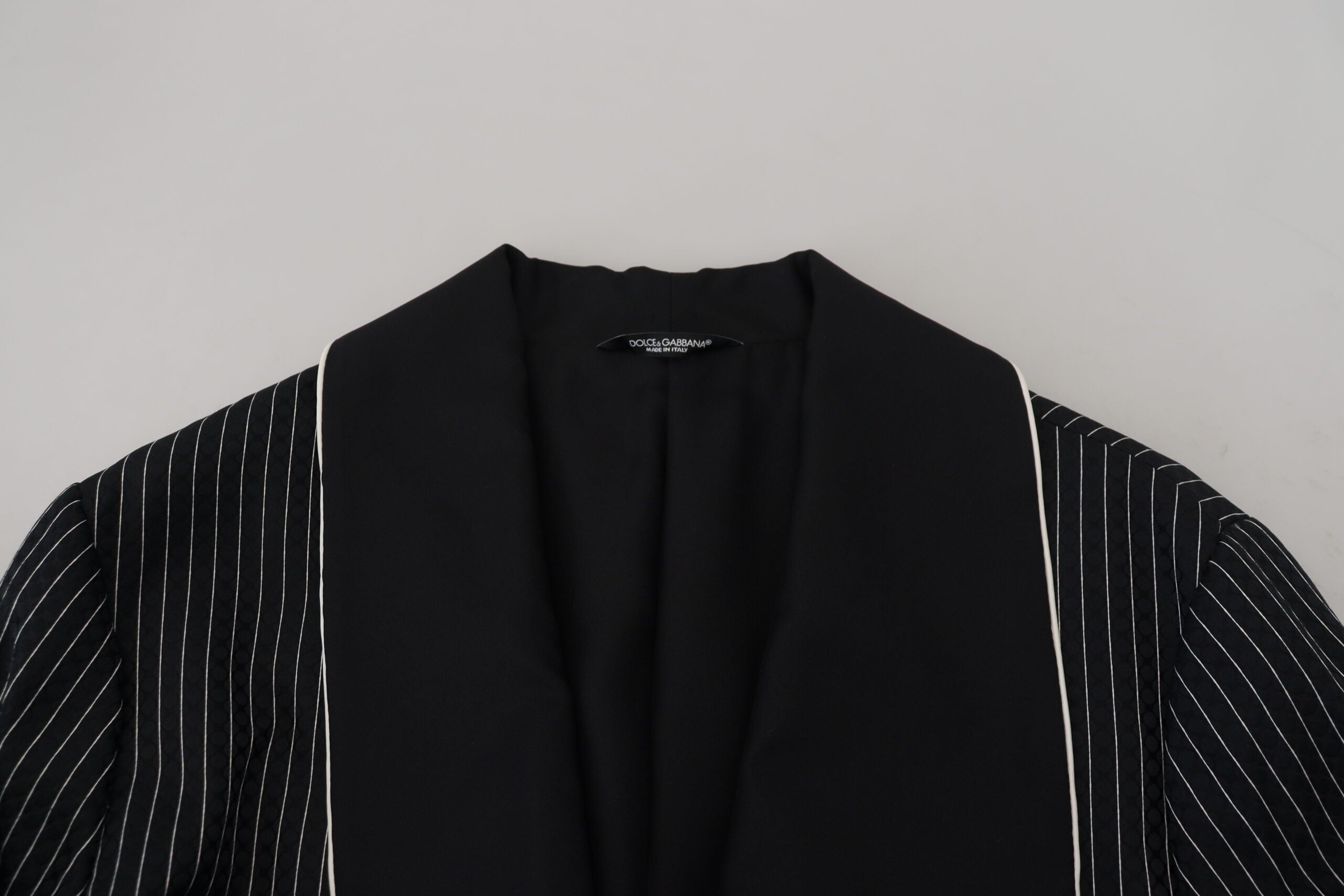 Dolce & Gabbana Black Robe Striped DG Patch Jacket Men Blazer Dolce & Gabbana