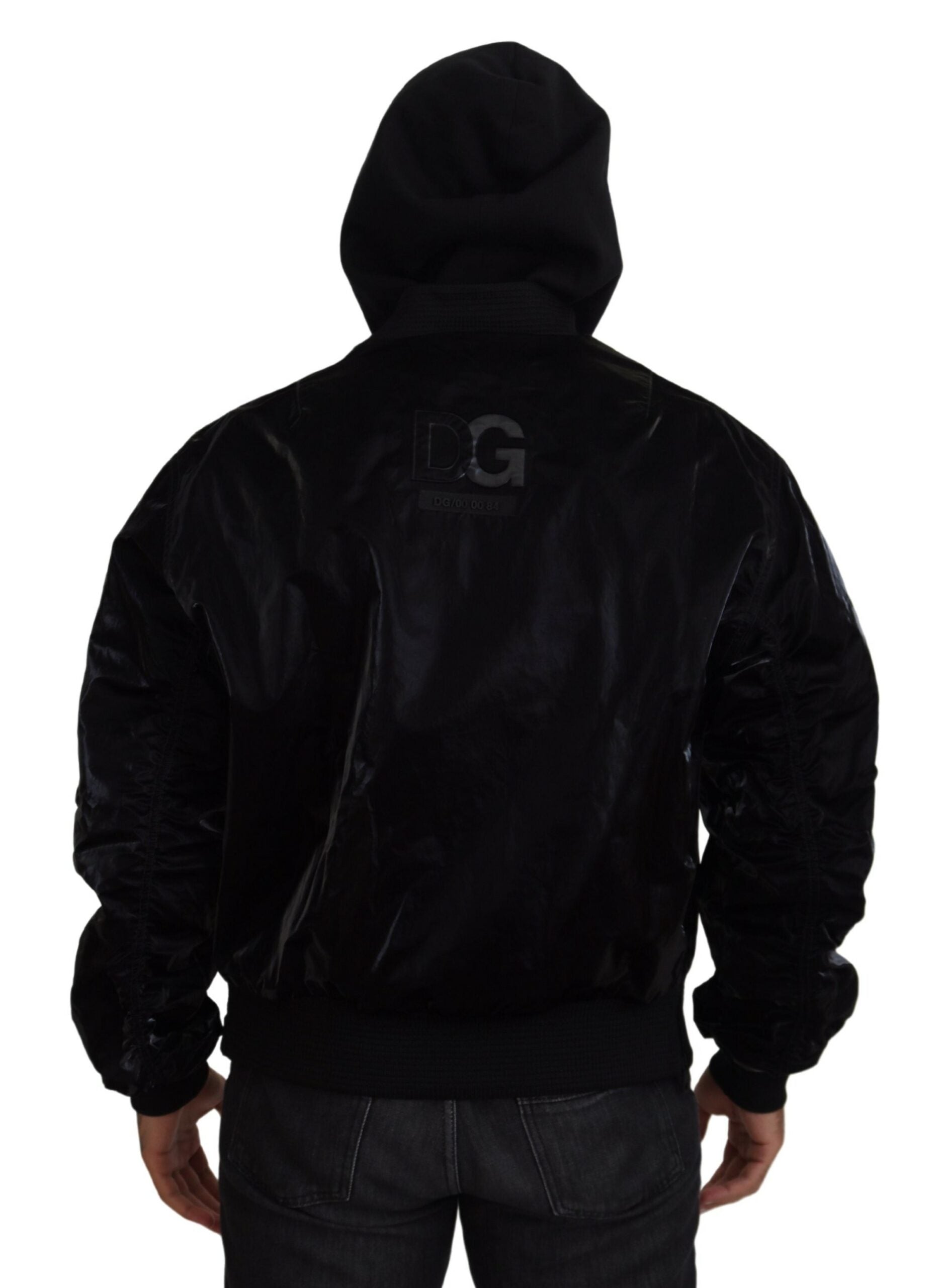 Dolce & Gabbana Black Nylon Hooded Full Zip Bomber Jacket Dolce & Gabbana