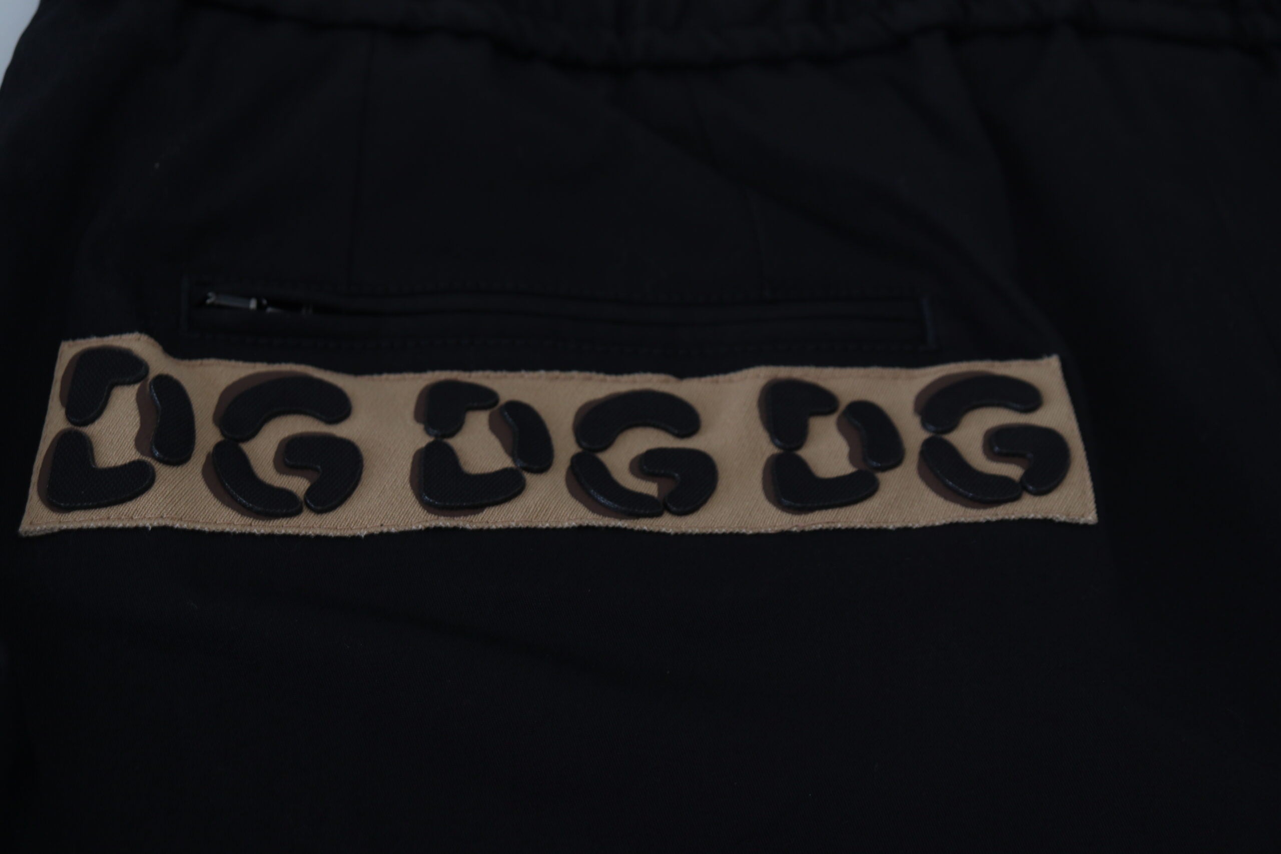 Dolce & Gabbana Black Cotton Elastic Waist DG Logo Cropped Pants Dolce & Gabbana