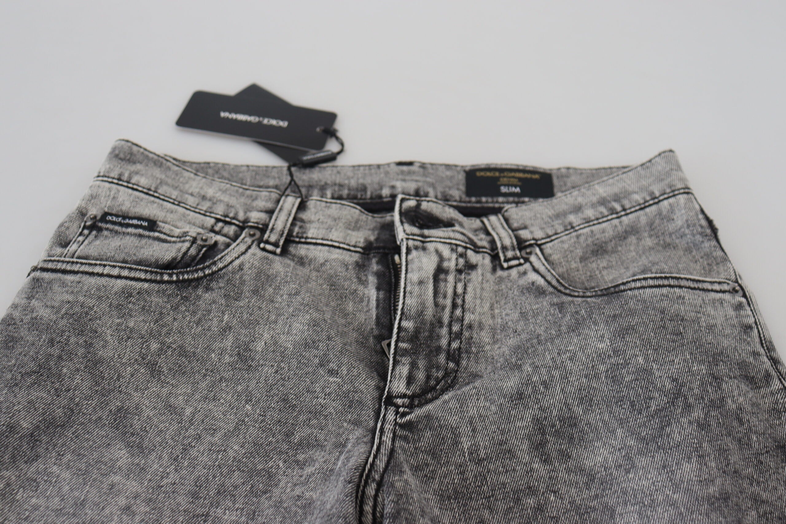 Dolce & Gabbana Grey Washed Cotton Slim Fit Men Denim Jeans Dolce & Gabbana