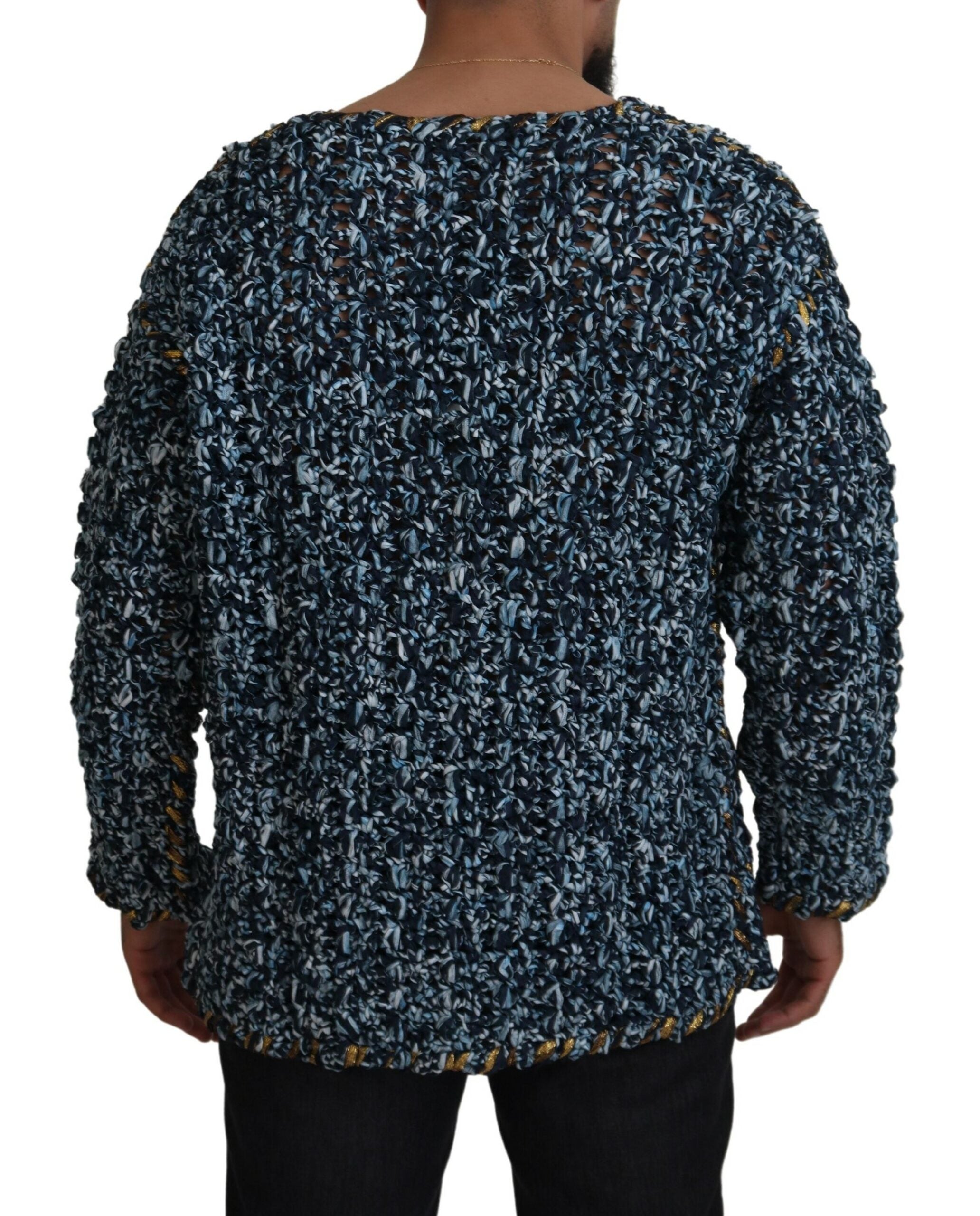 Dolce & Gabbana Blue Button Cardigan Fatto A Mano Sweater Dolce & Gabbana