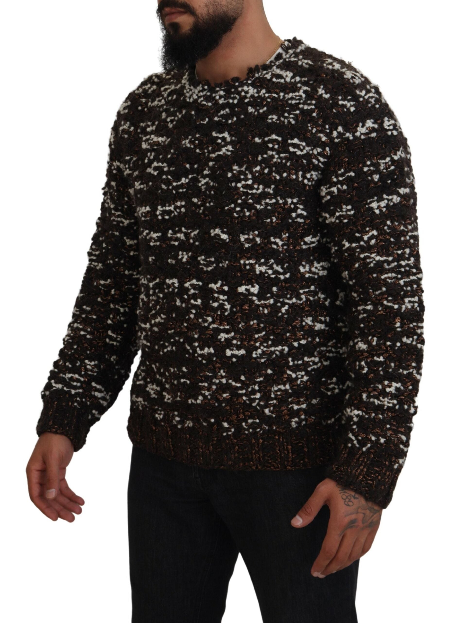 Dolce & Gabbana Brown Knitted Wool Fatto A Mano Sweater Dolce & Gabbana