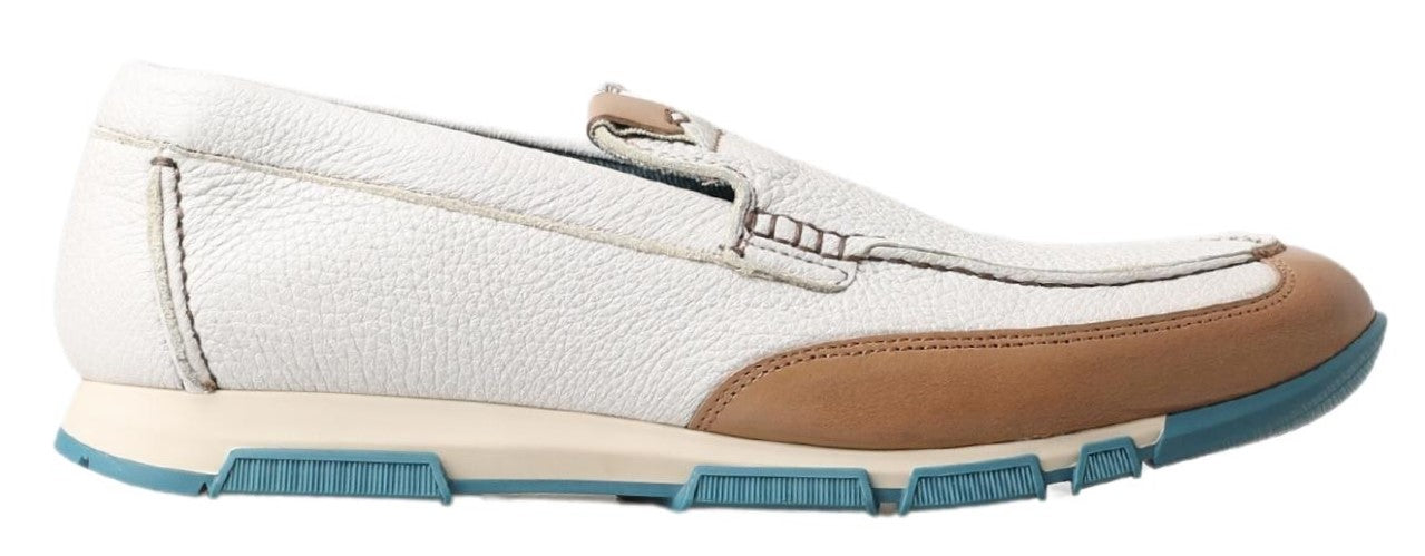 Dolce & Gabbana White Leather Loafers Moccasins Shoes Dolce & Gabbana