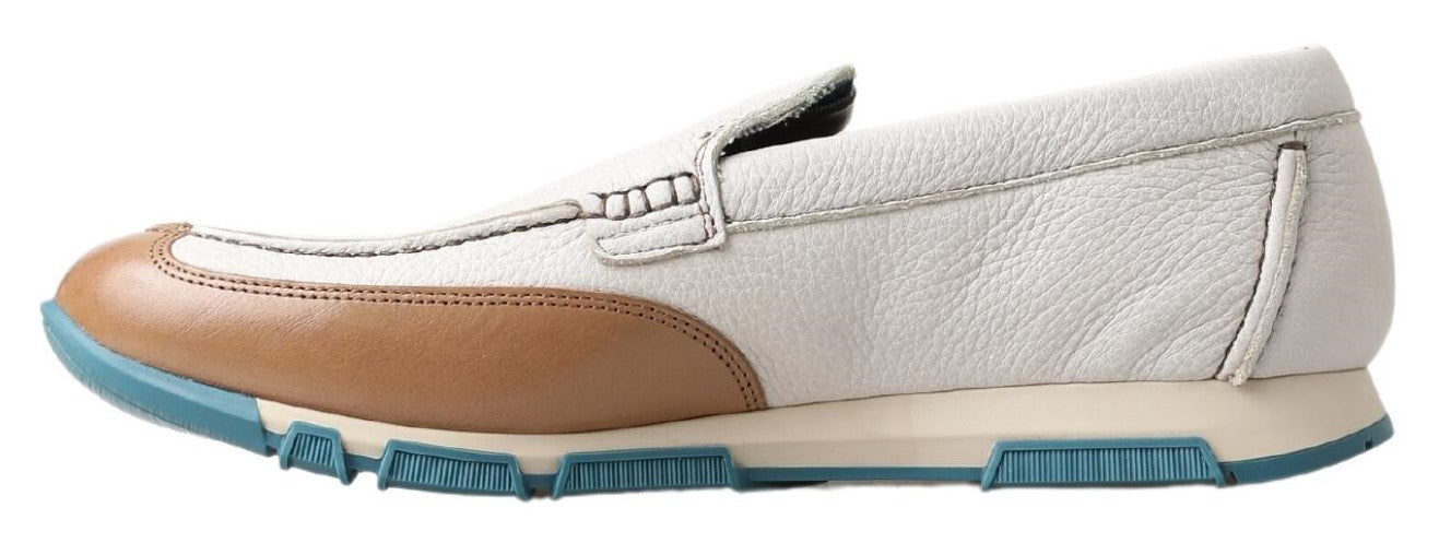 Dolce & Gabbana White Leather Loafers Moccasins Shoes Dolce & Gabbana