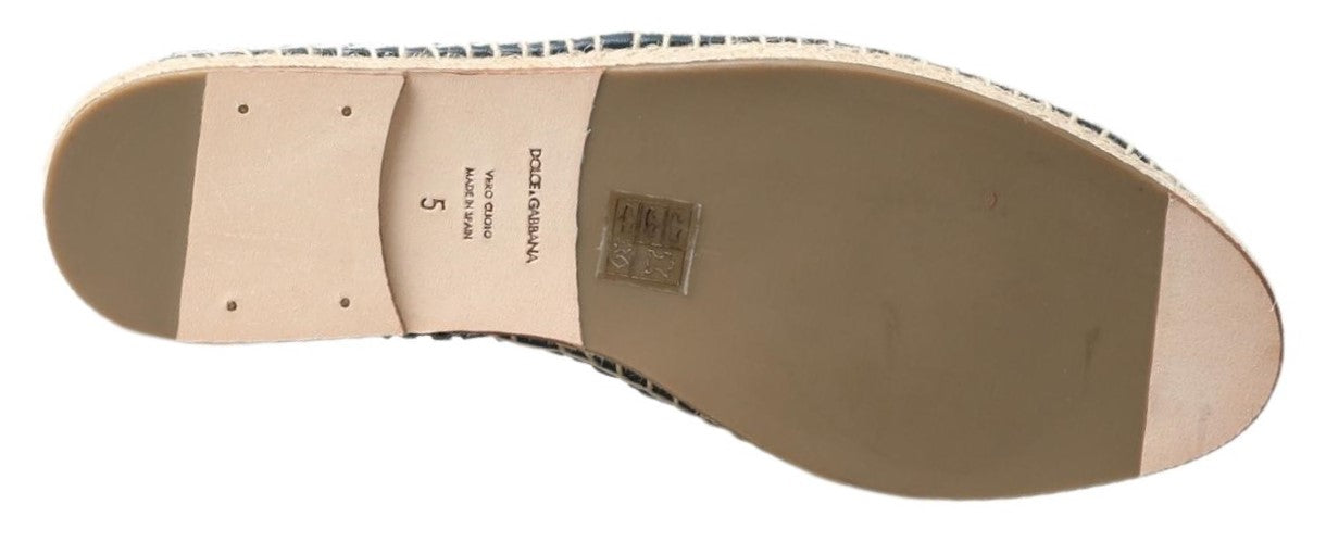 Dolce & Gabbana Blue Gray Leather Buffalo Espadrille Shoes Dolce & Gabbana