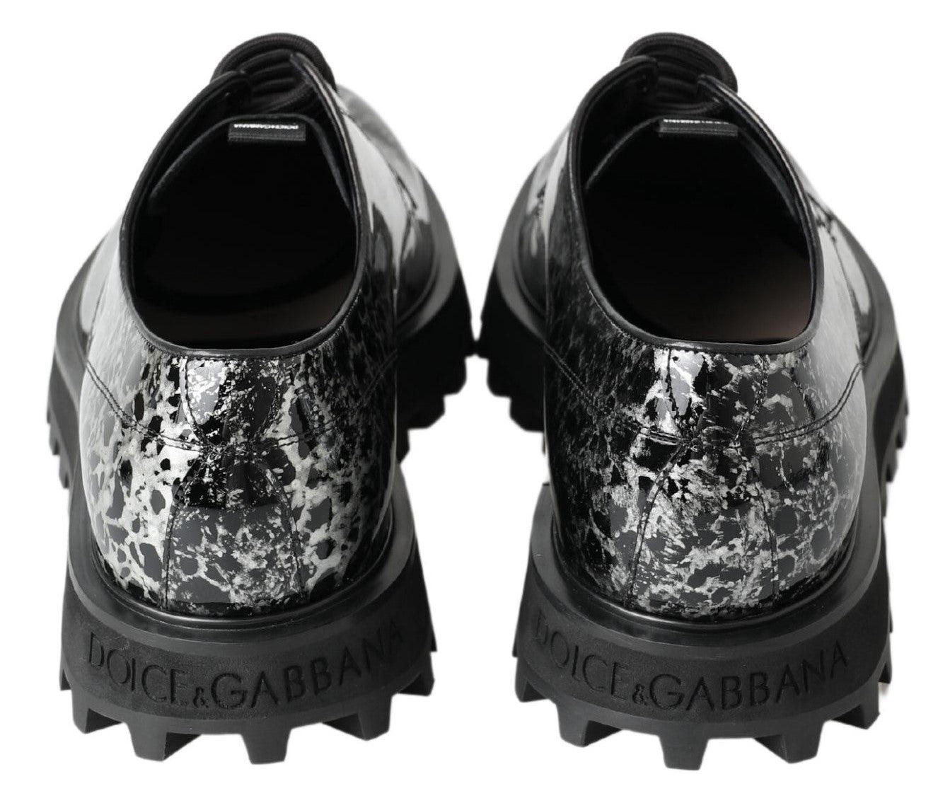 Dolce & Gabbana Black White Derby Patent Leather Shoes Dolce & Gabbana