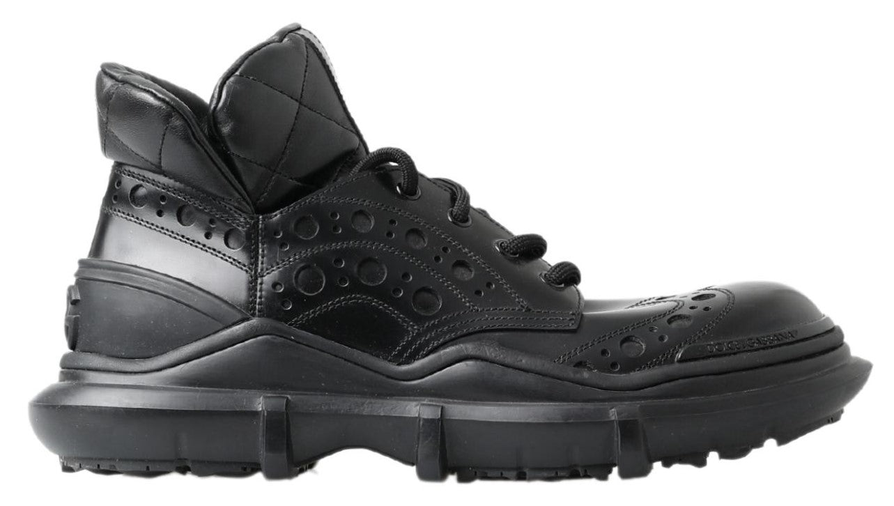 Dolce & Gabbana Black Leather Ankle Casual Boots Dolce & Gabbana