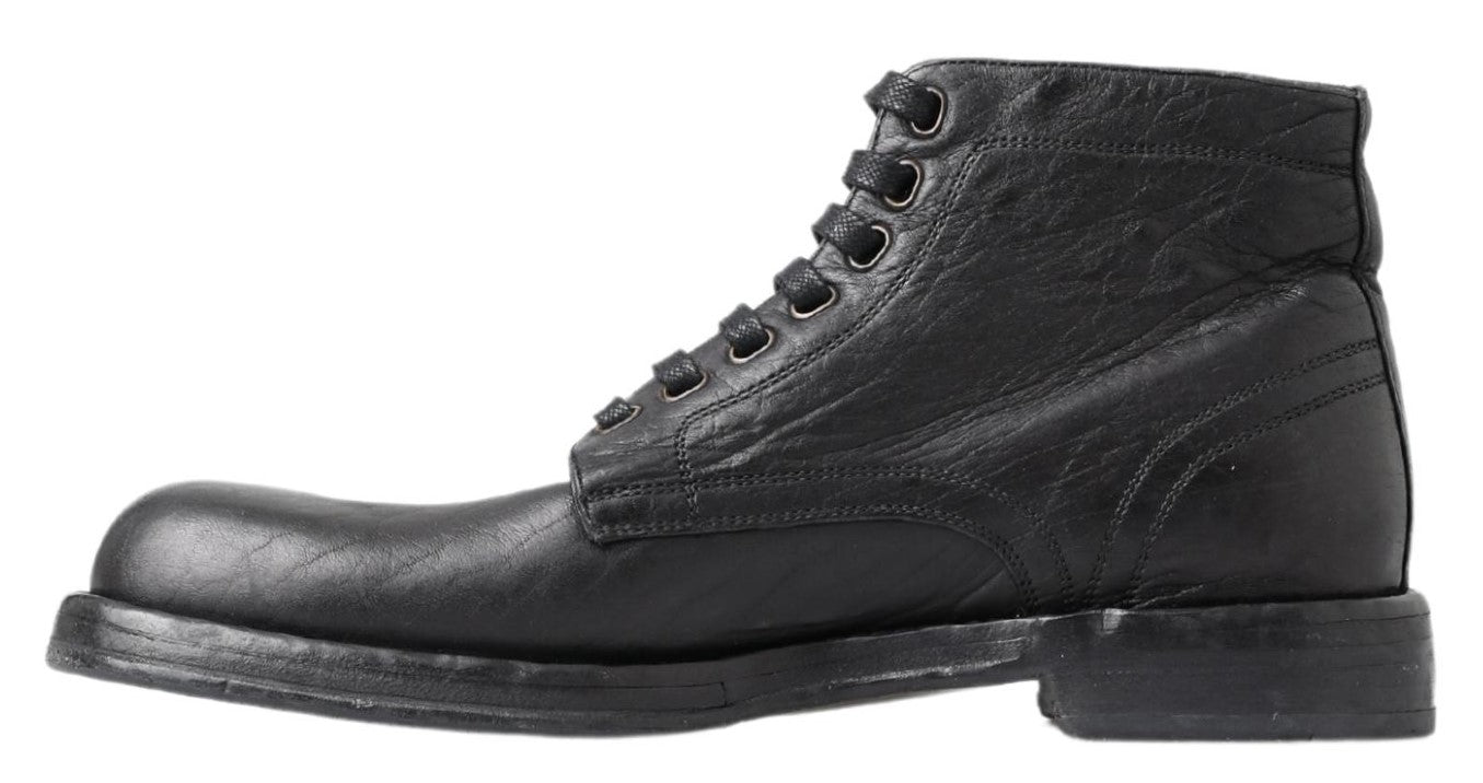 Dolce & Gabbana Black Horse Leather Perugino Boots Dolce & Gabbana