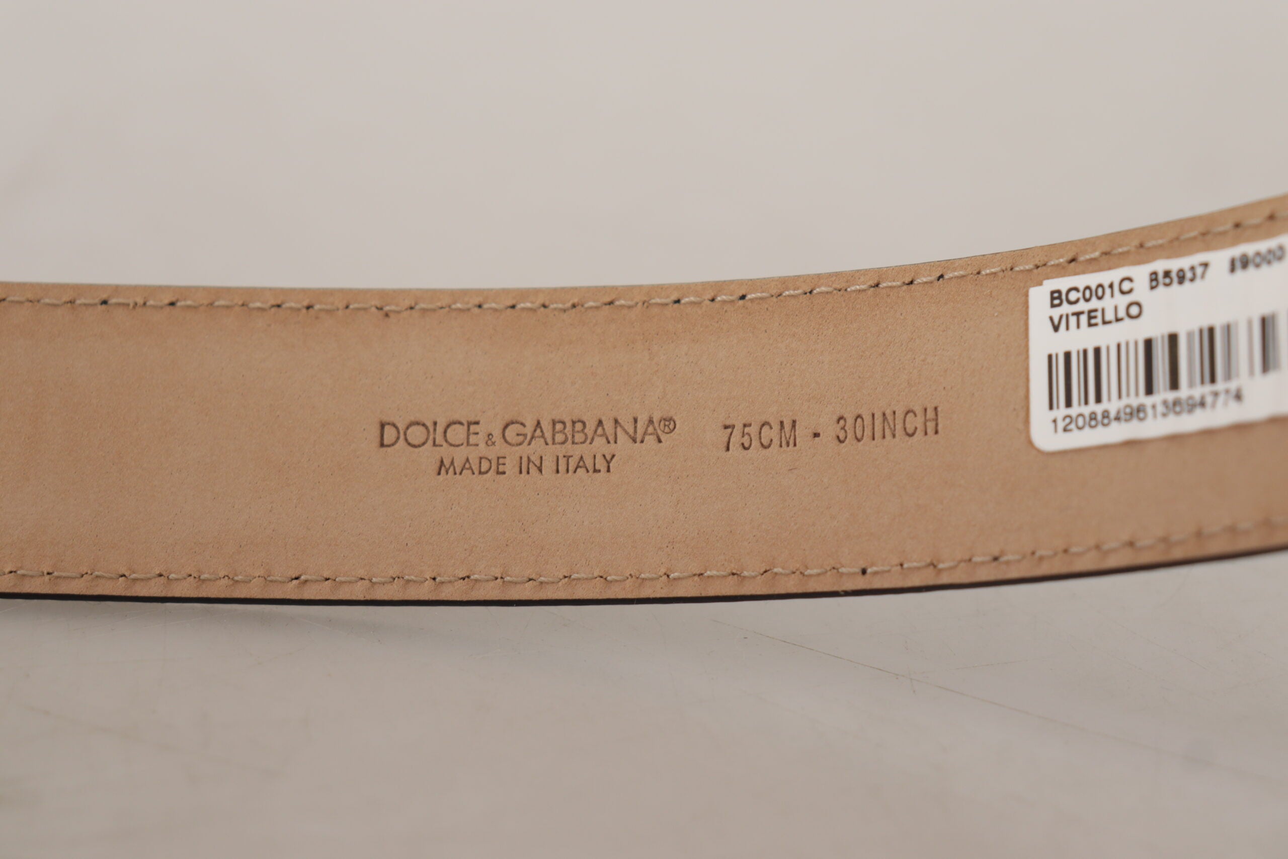 Dolce & Gabbana Black Calf Leather Brown Backend Metal Buckle Belt Dolce & Gabbana