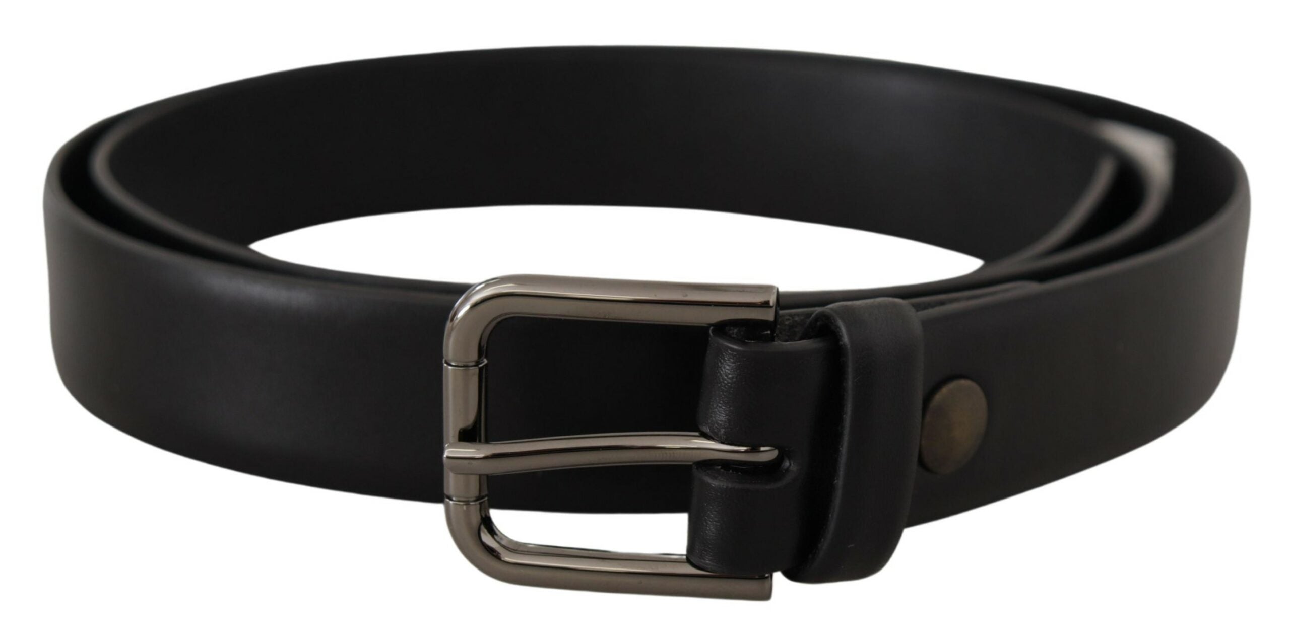 Dolce & Gabbana Black Calf Leather Classic Logo Metal Buckle Belt Dolce & Gabbana
