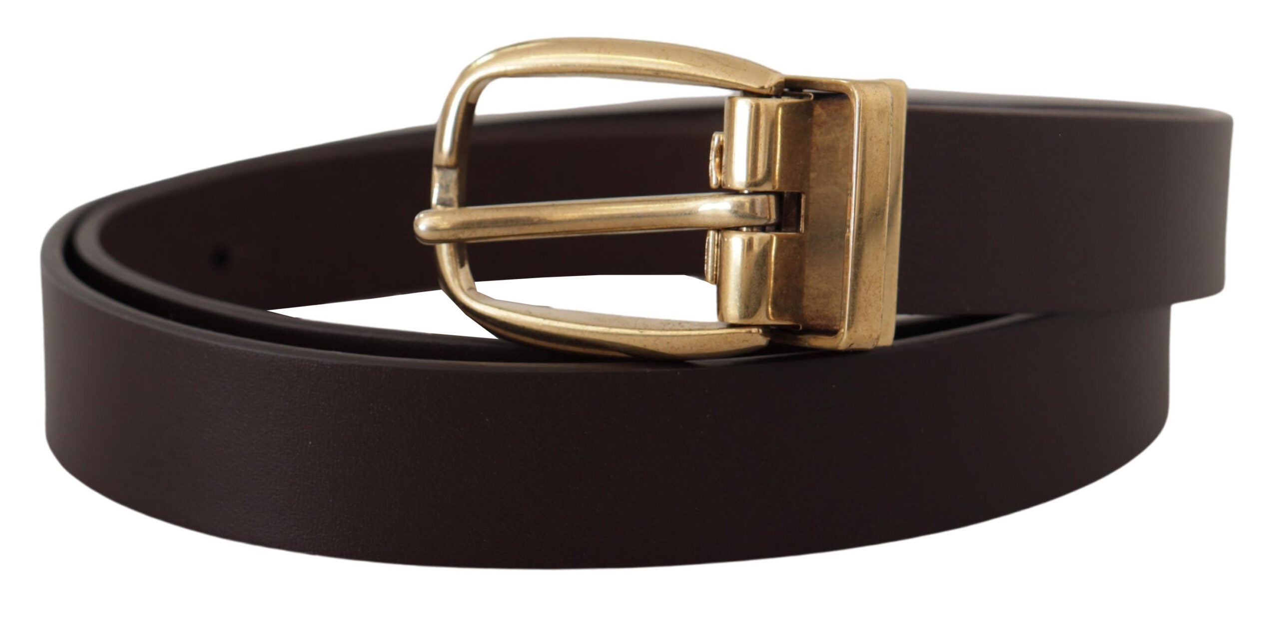 Dolce & Gabbana Dark Brown Calf Leather Gold Tone Metal Buckle Dolce & Gabbana