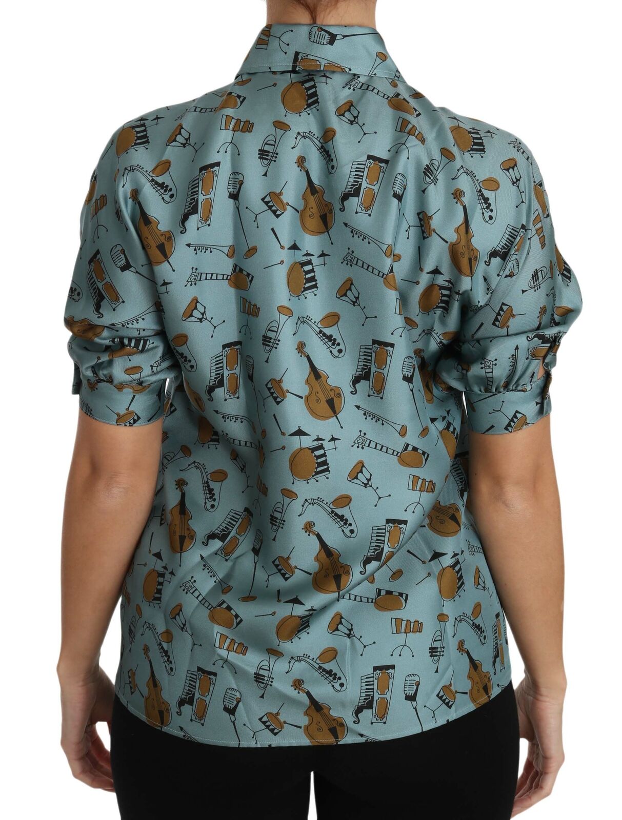 Dolce & Gabbana Multicolor Musical Instruments Silk Short sleeve Shirt Dolce & Gabbana