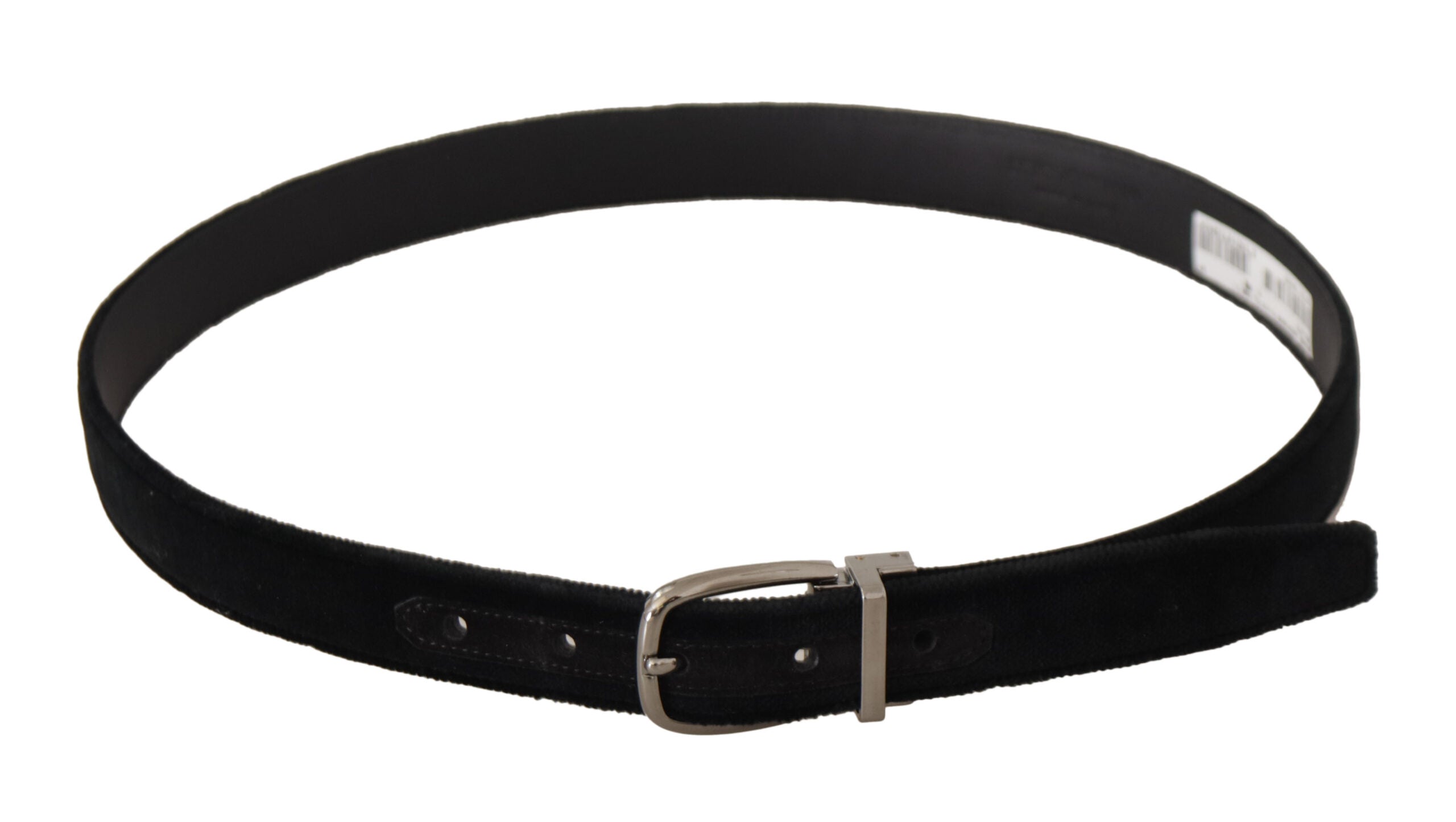 Dolce & Gabbana Black Classic Velvet Silver Tone Metal Buckle Belt Dolce & Gabbana