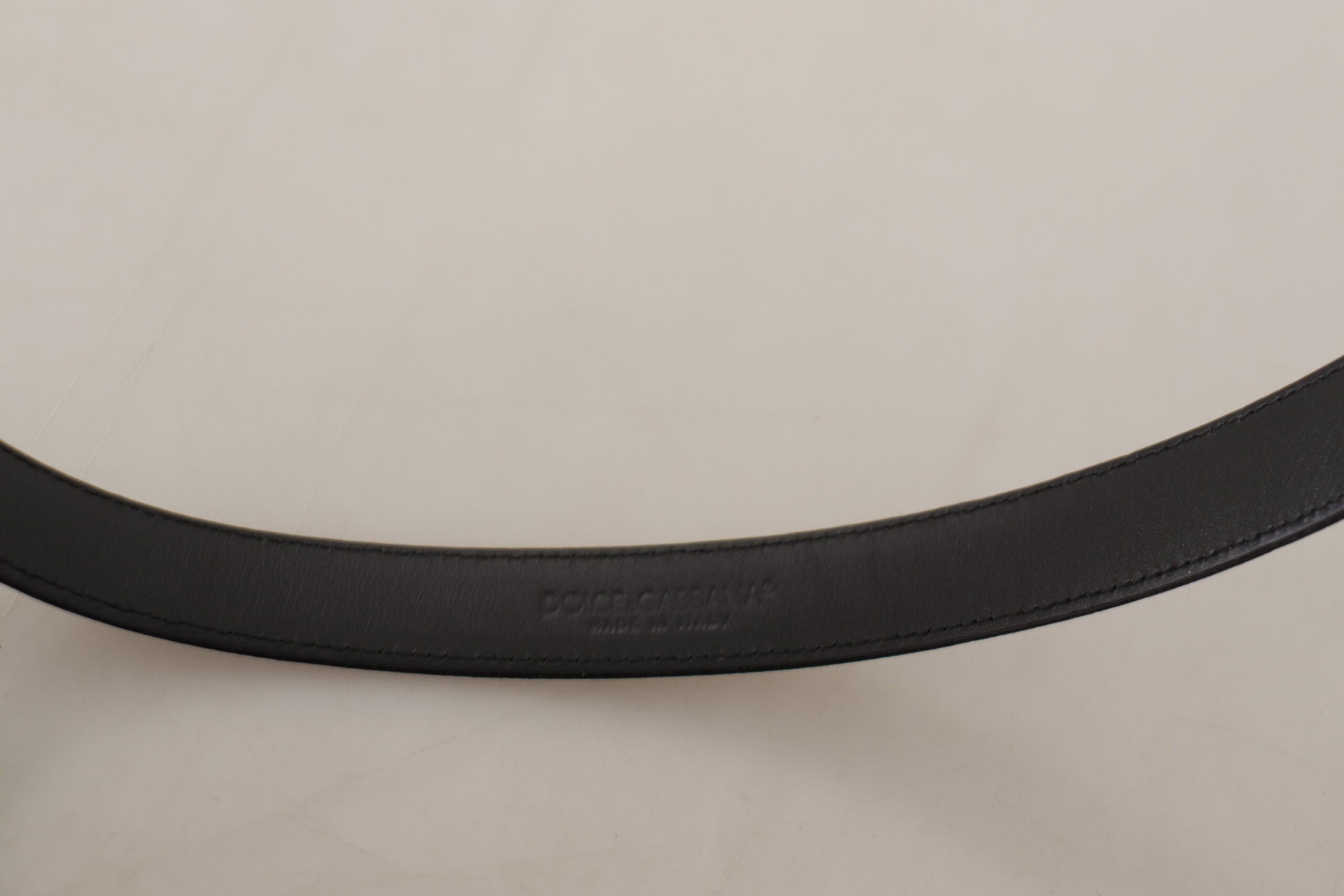 Dolce & Gabbana Black Calf Leather Silver Logo Metal Buckle Belt Dolce & Gabbana