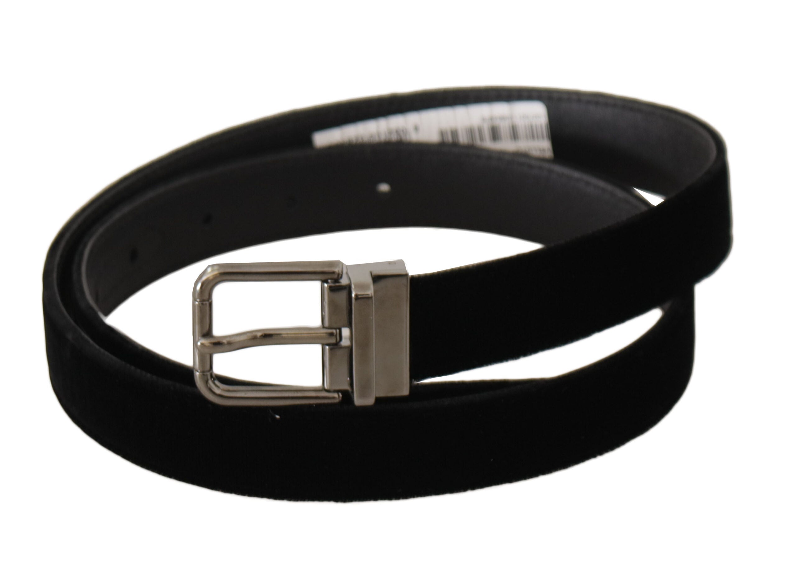 Dolce & Gabbana Black Classic Velvet Logo Engraved Metal Buckle Belt Dolce & Gabbana