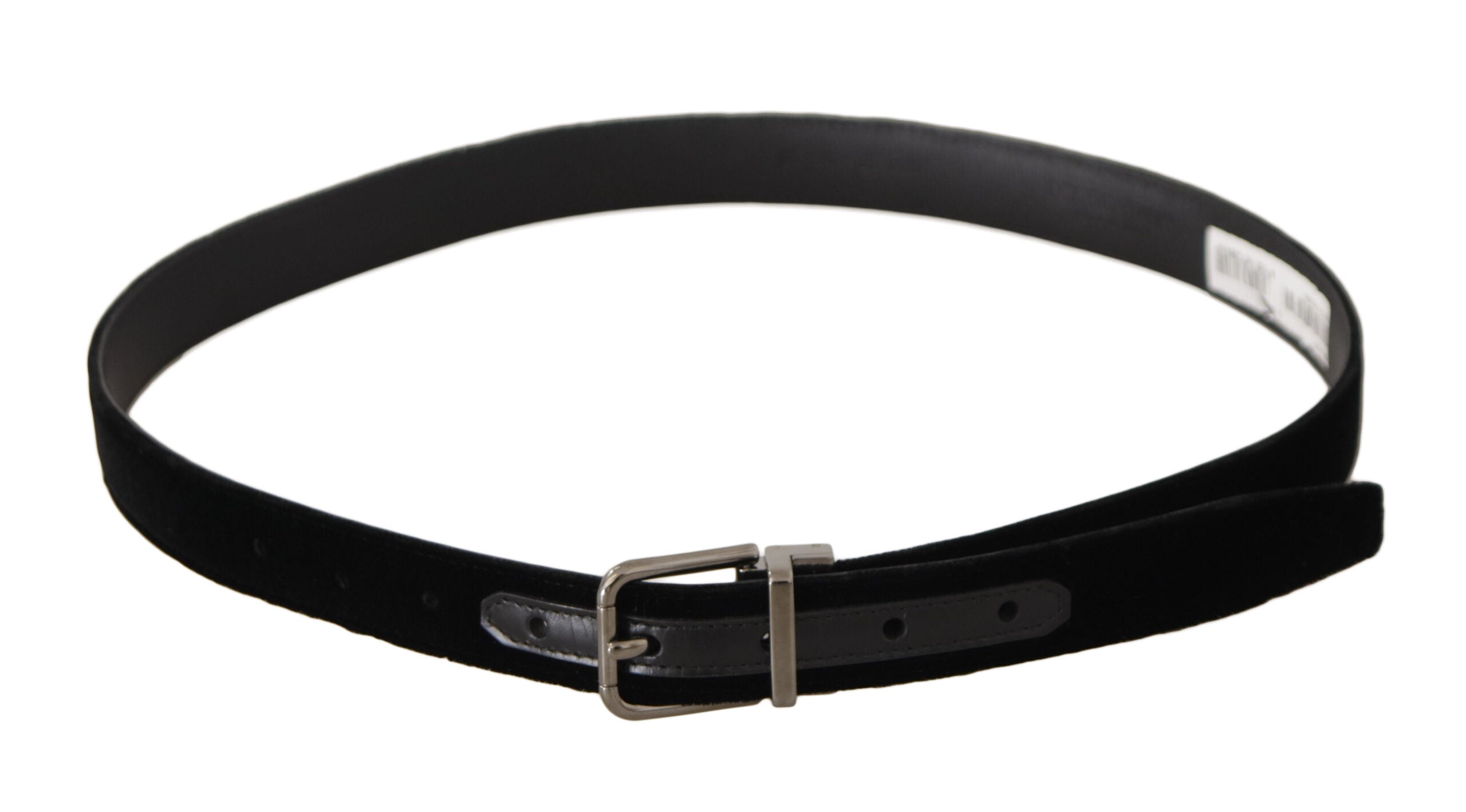 Dolce & Gabbana Black Classic Velvet Logo Engraved Metal Buckle Belt Dolce & Gabbana