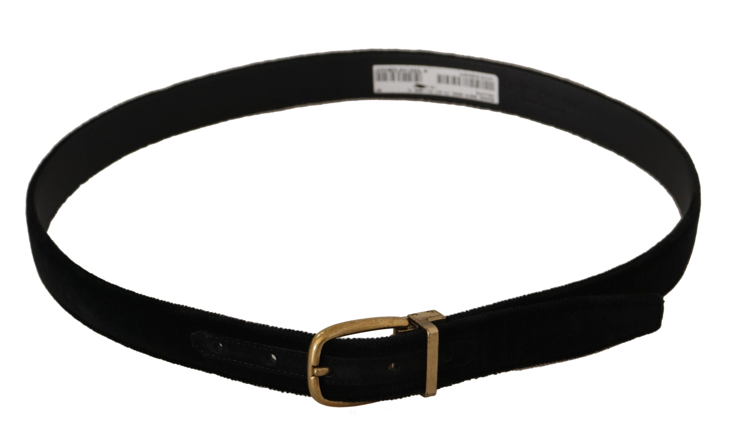 Dolce & Gabbana Black Velvet Leather Gold Tone Metal Buckle Belt Dolce & Gabbana