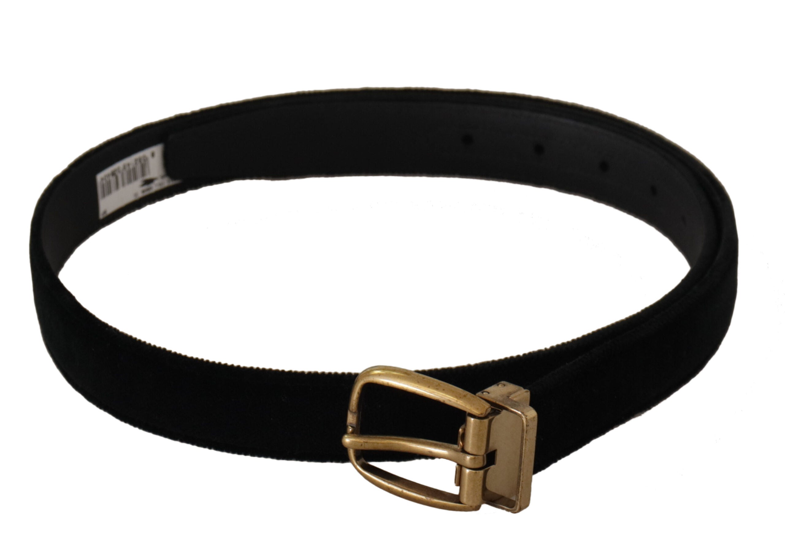 Dolce & Gabbana Black Velvet Leather Gold Tone Metal Buckle Belt Dolce & Gabbana