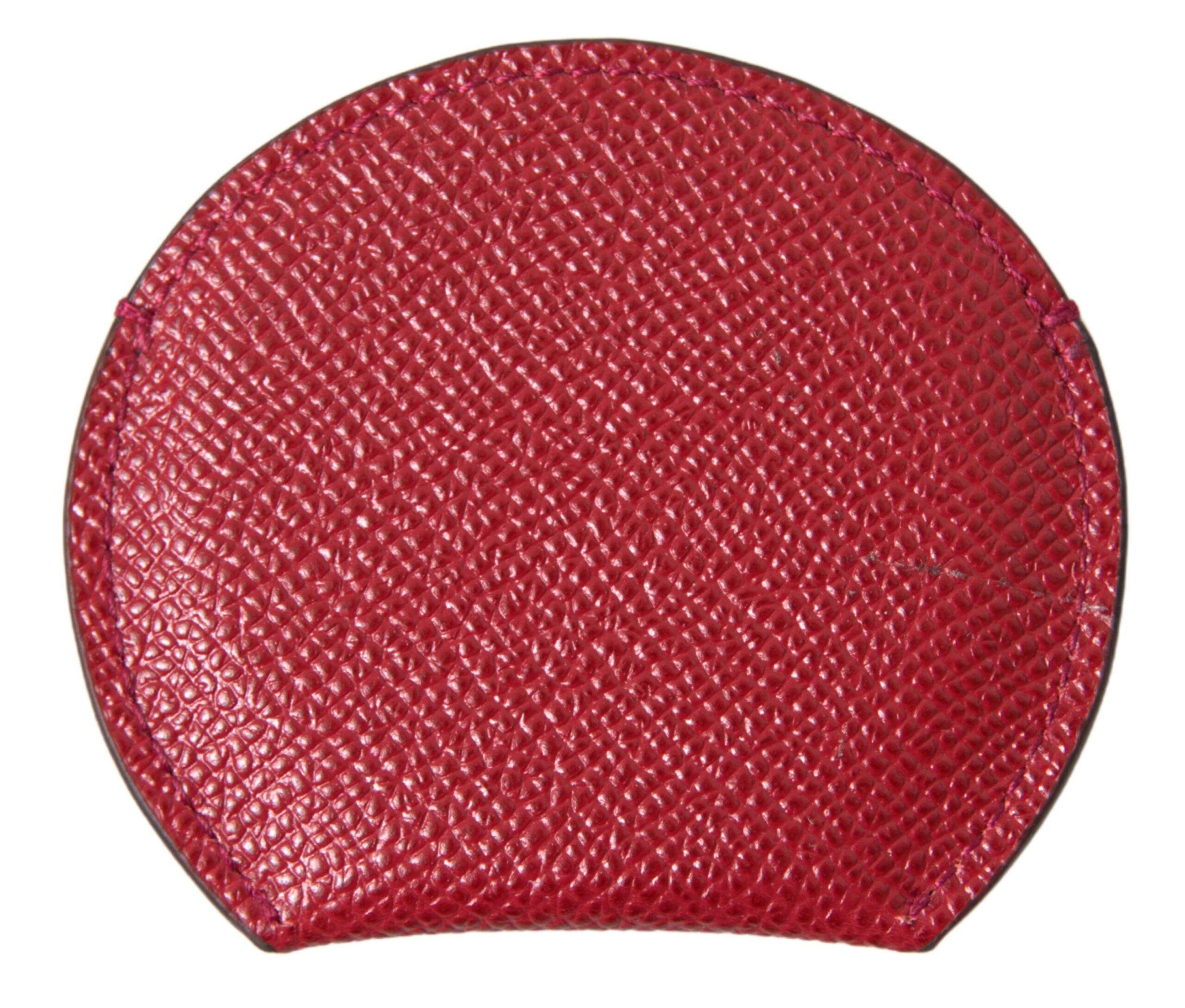 Dolce & Gabbana Red Calfskin Leather Round Hand Mirror Holder Dolce & Gabbana